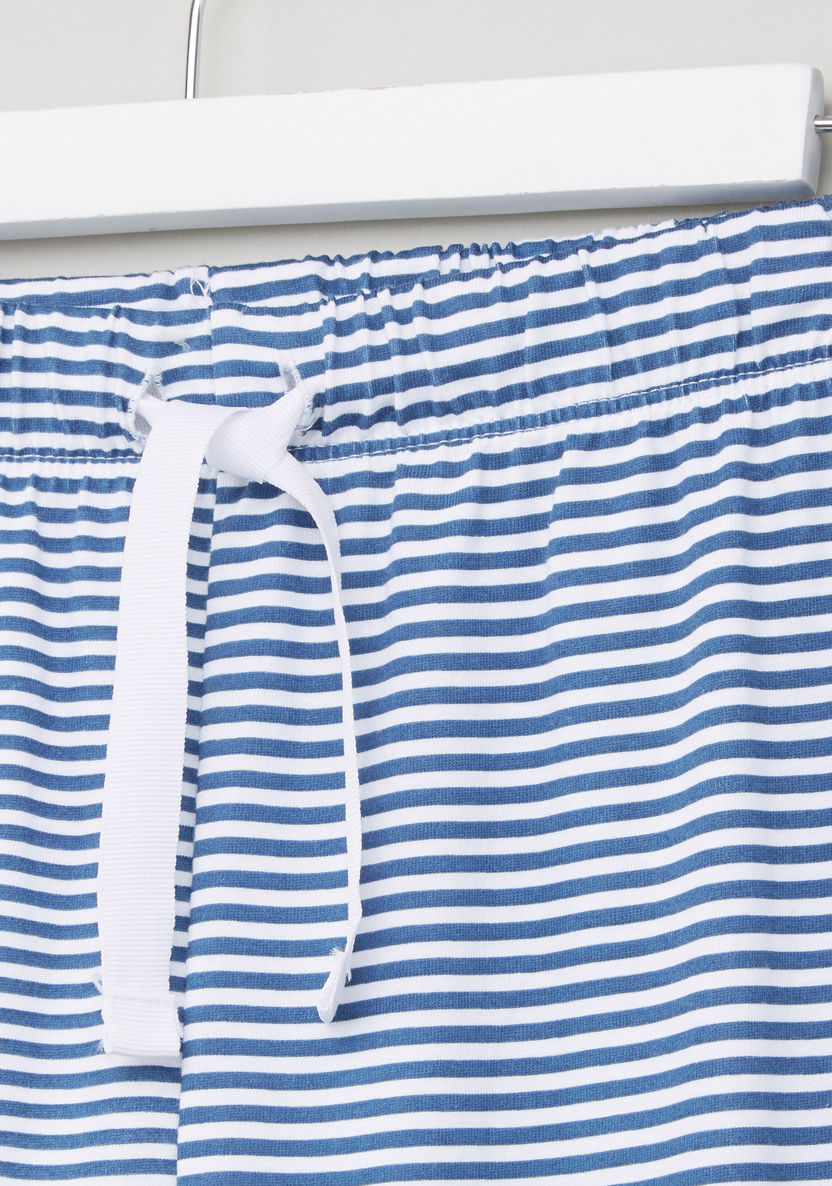 Juniors Floral Printed T-shirt and Striped Pyjama Set-Nightwear-image-5