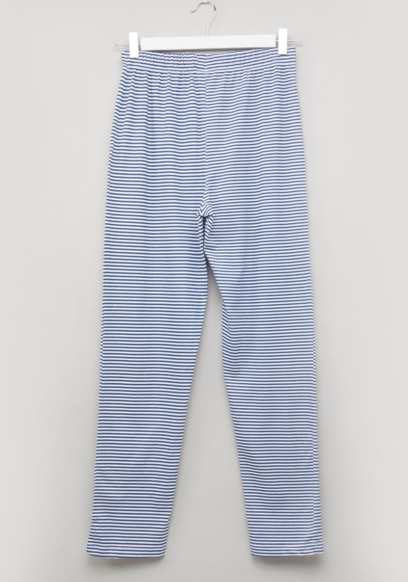 Juniors Floral Printed T-shirt and Striped Pyjama Set-Nightwear-image-6