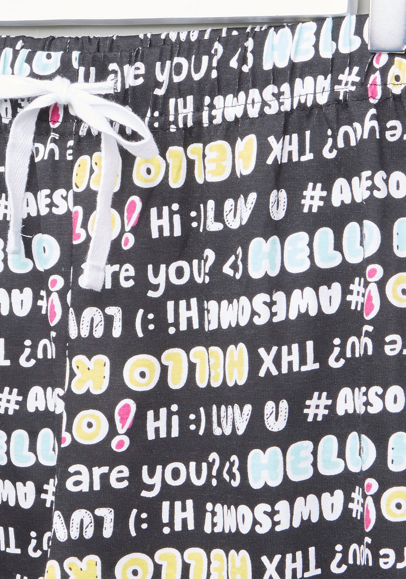 Hello Kitty Printed T-shirt and Pyjama Set-Nightwear-image-4