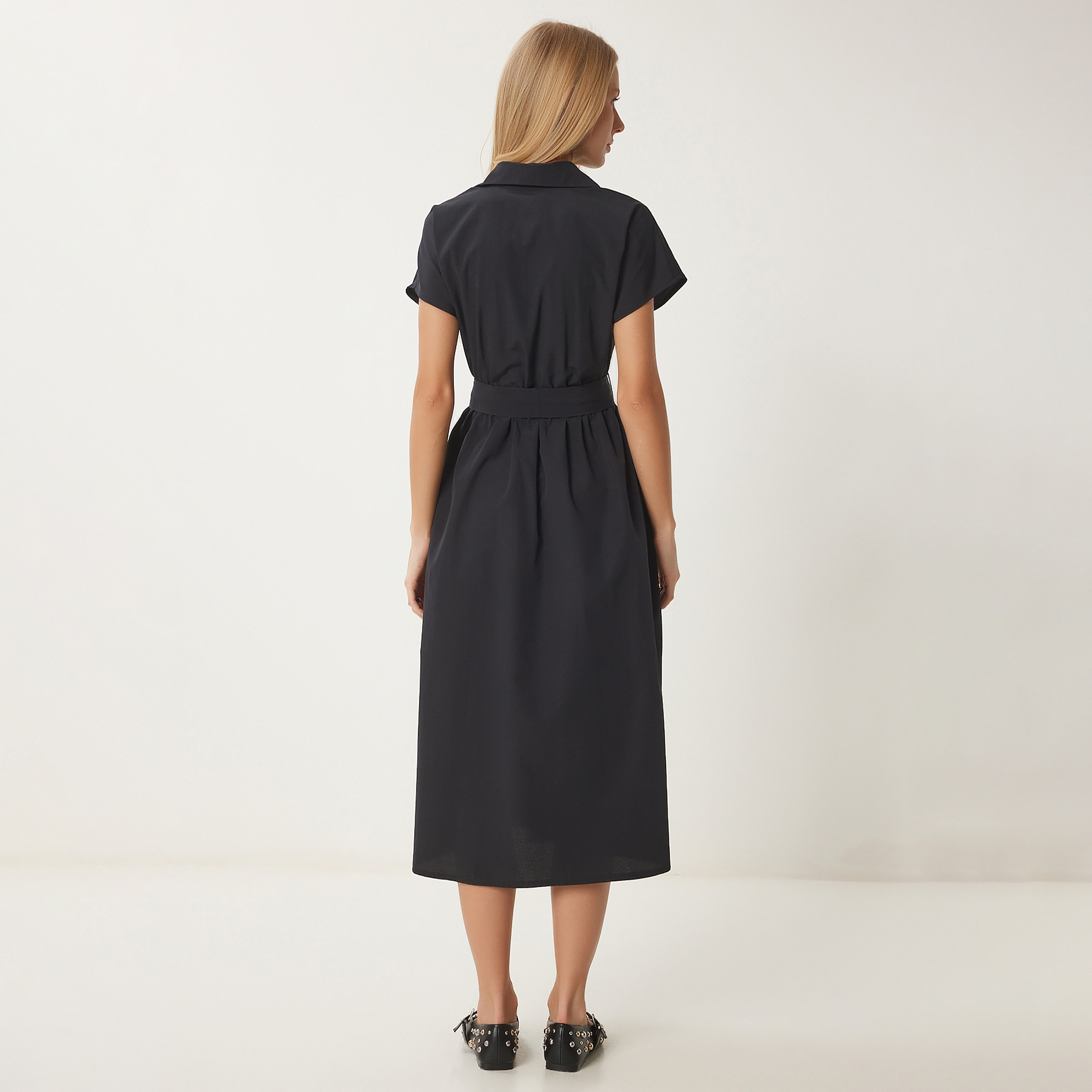 قبعة ياقة قميص، قميص ميدي لنساء إسطنبول السعادة-women-clothing-dresses-image-3