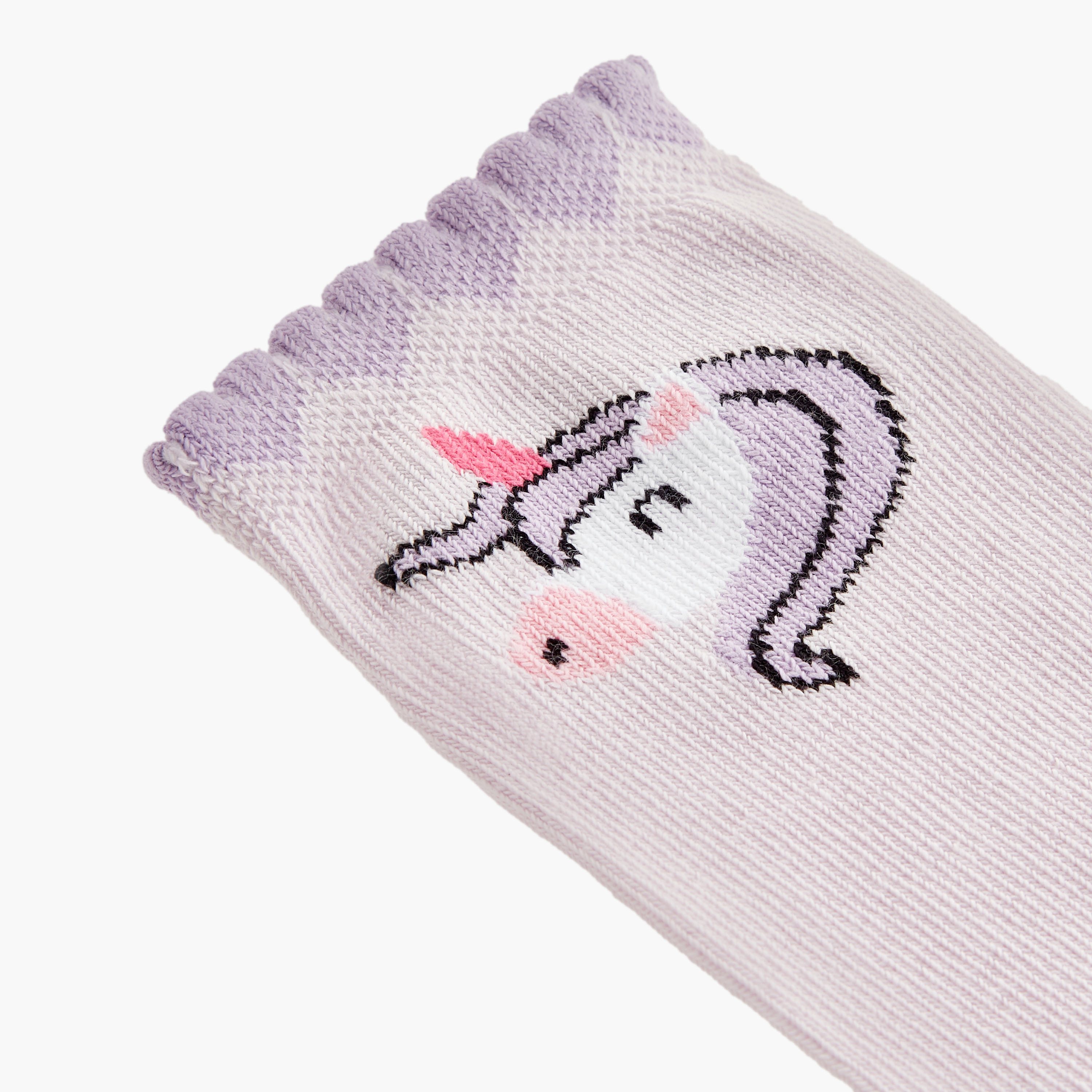 Little Missy Unicorn Print Ankle Length Socks - Set of 5-girls-accessories-socks-image-4
