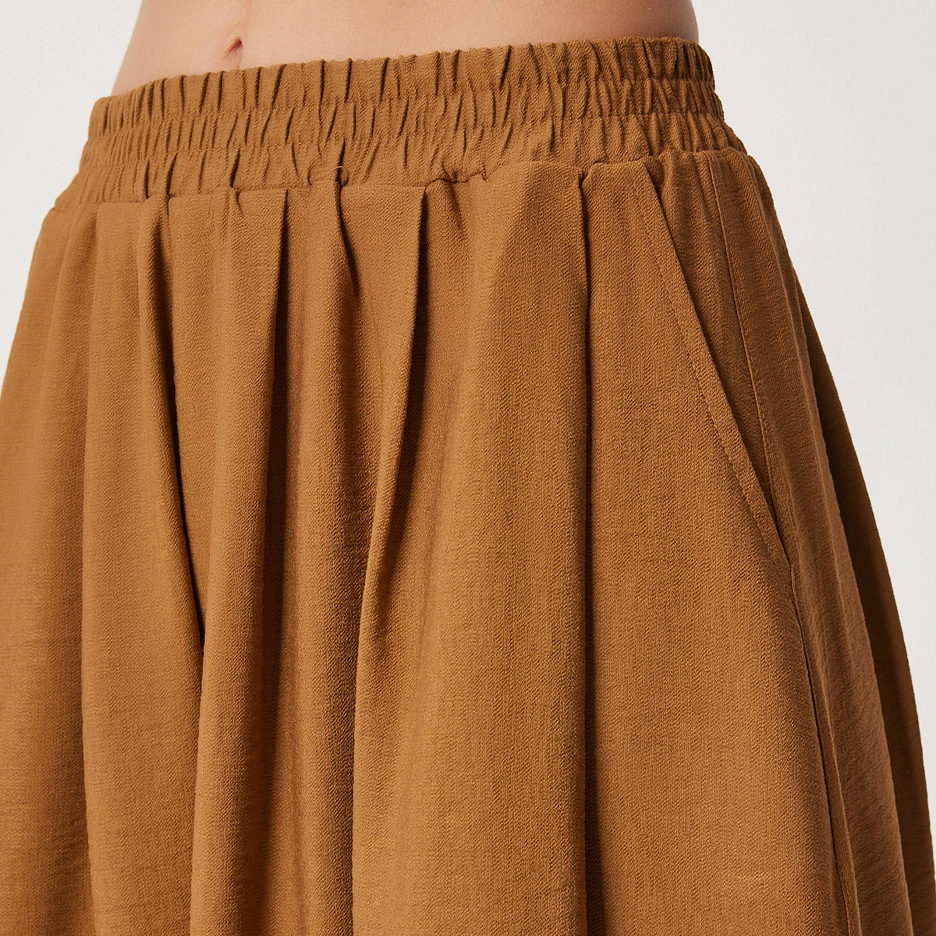 تنورة ماكسي واسعة للنساء من Happiness Istanbul Brown-women-clothing-bottoms-skirts-image-4
