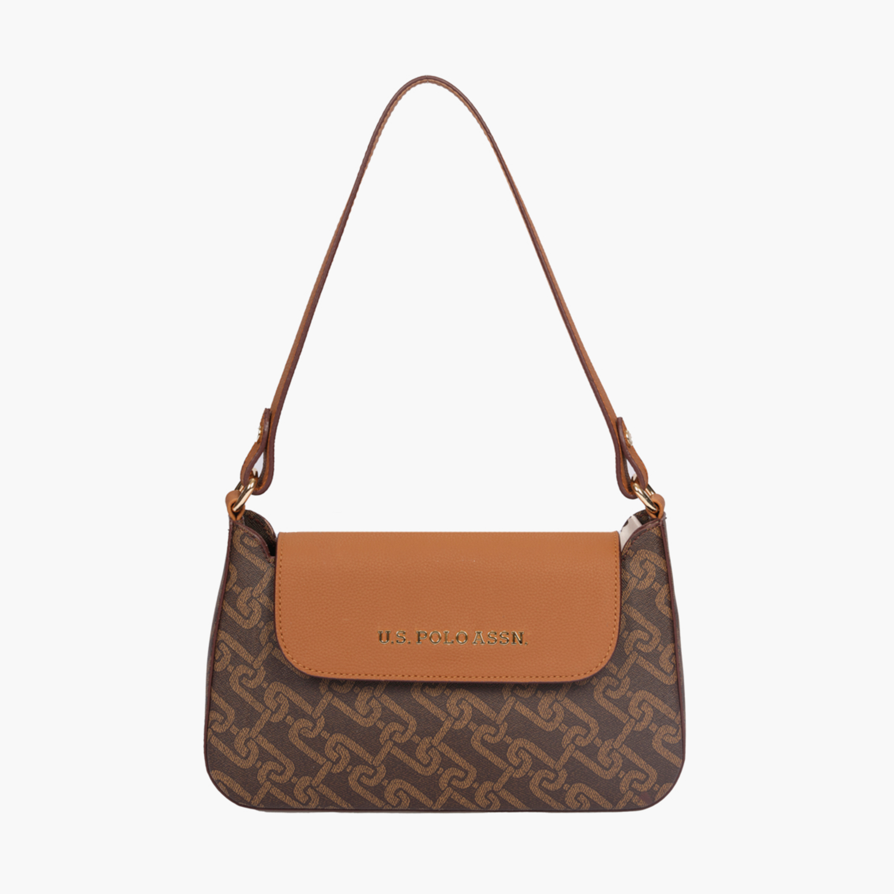  حقيبة كتف من يو اس بولو اسن مع مطبوعة بقفل مغناطيسي باللون البني-women-bagsandwallets-handbags-image-1