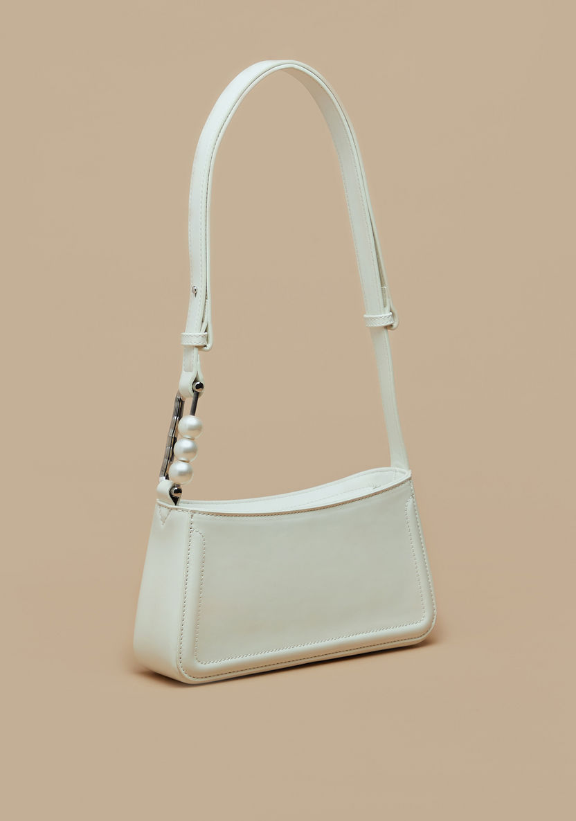 Missy Solid Shoulder Bag with Pearl Embellished Detail Buckle Accent-Women%27s Handbags-image-1