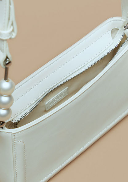 Missy Solid Shoulder Bag with Pearl Embellished Detail Buckle Accent-Women%27s Handbags-image-3