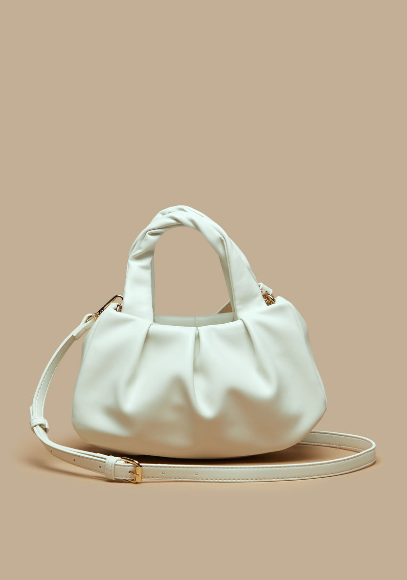 Missy Pleated Bowler Bag with Detachable Strap and Zip Closure-Women%27s Handbags-image-0