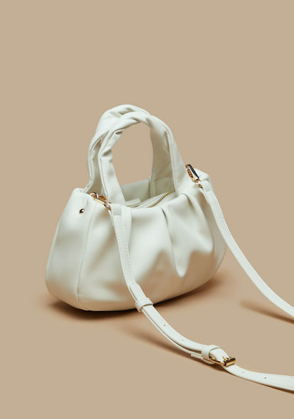Missy Pleated Bowler Bag with Detachable Strap and Zip Closure-Women%27s Handbags-image-1