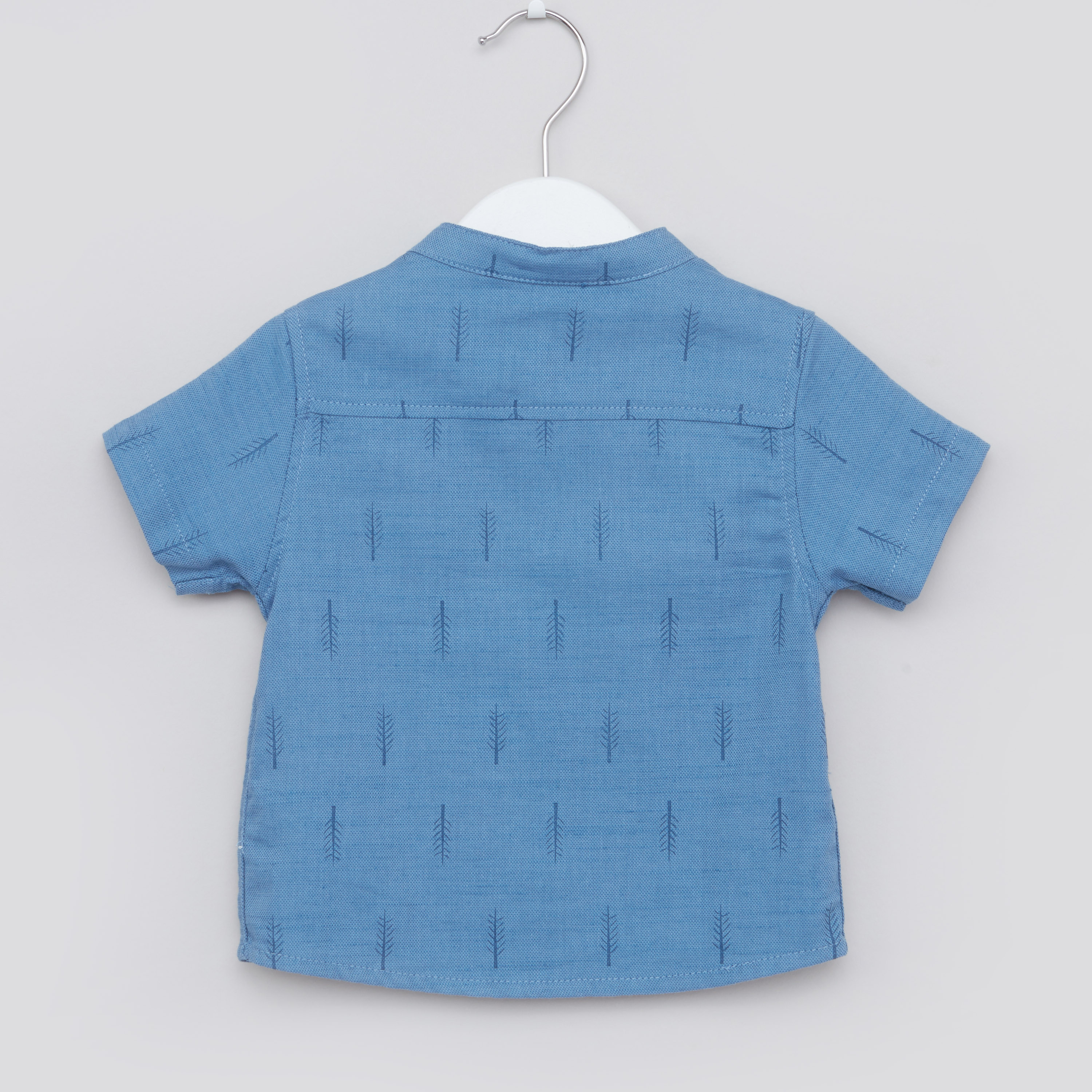 Giggles Printed Shirt with Mandarin Collar and Short Sleeves-baby-boys-clothing-shirts-image-3