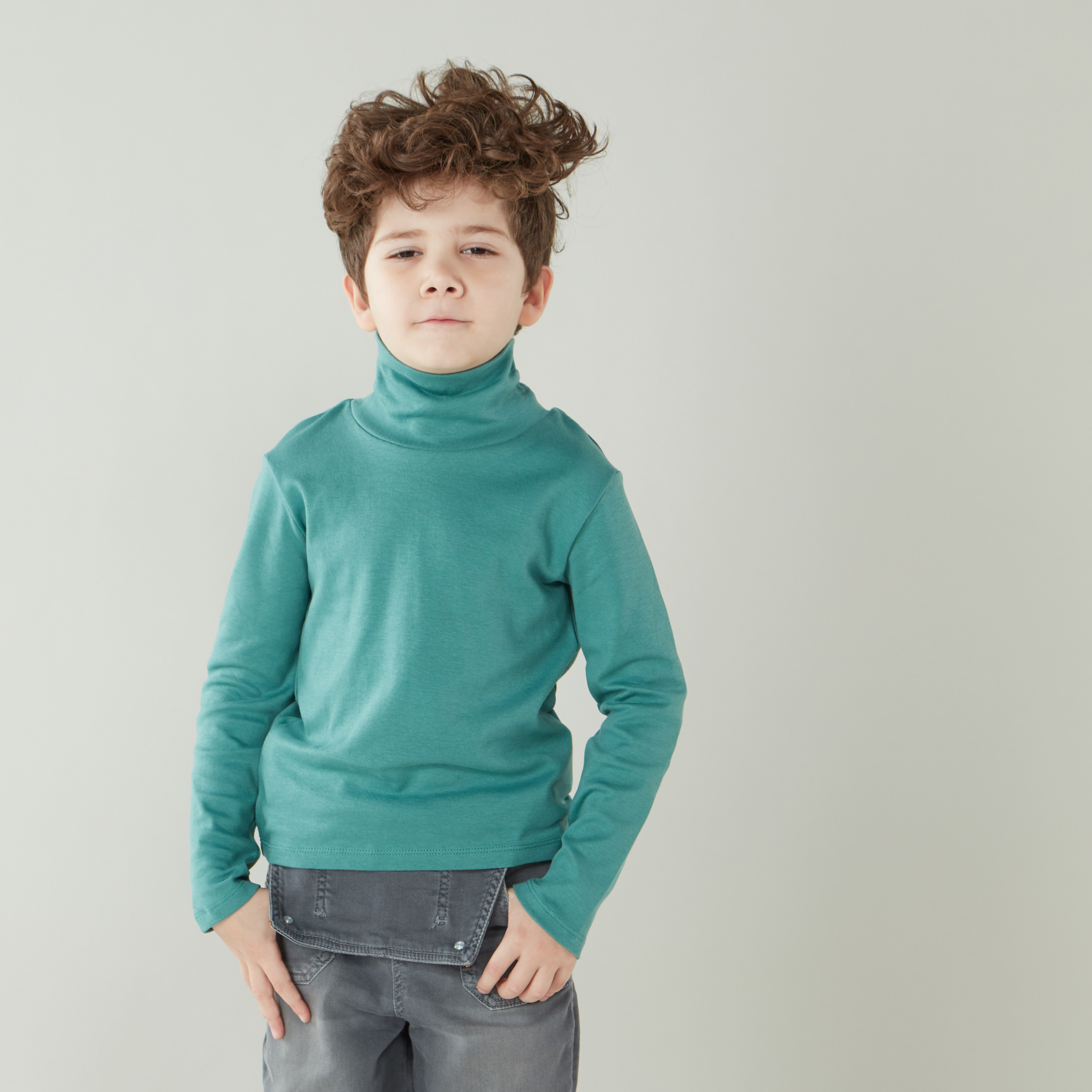 تيشيرت سادة بياقة مستديرة ضيّقة مع أكمام طويلة من جونيورز-boys-clothing-tshirtsandpolos-image-7
