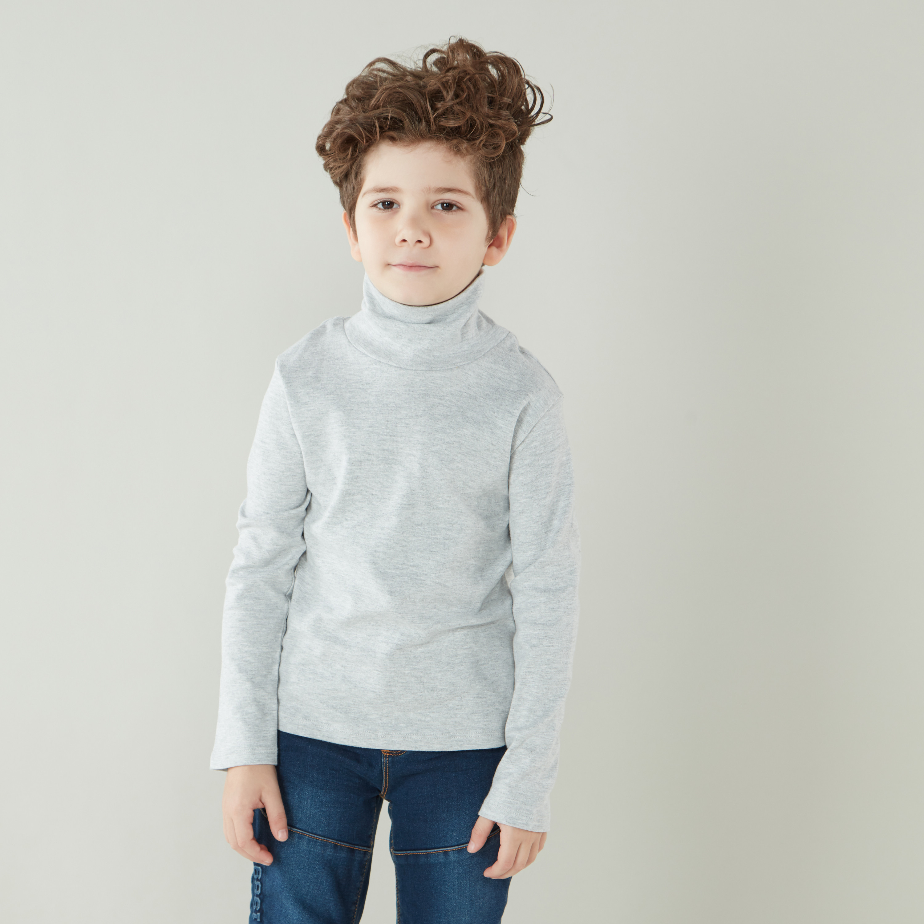 تيشيرت سادة بياقة مستديرة ضيّقة مع أكمام طويلة من جونيورز-boys-clothing-tshirtsandpolos-image-10