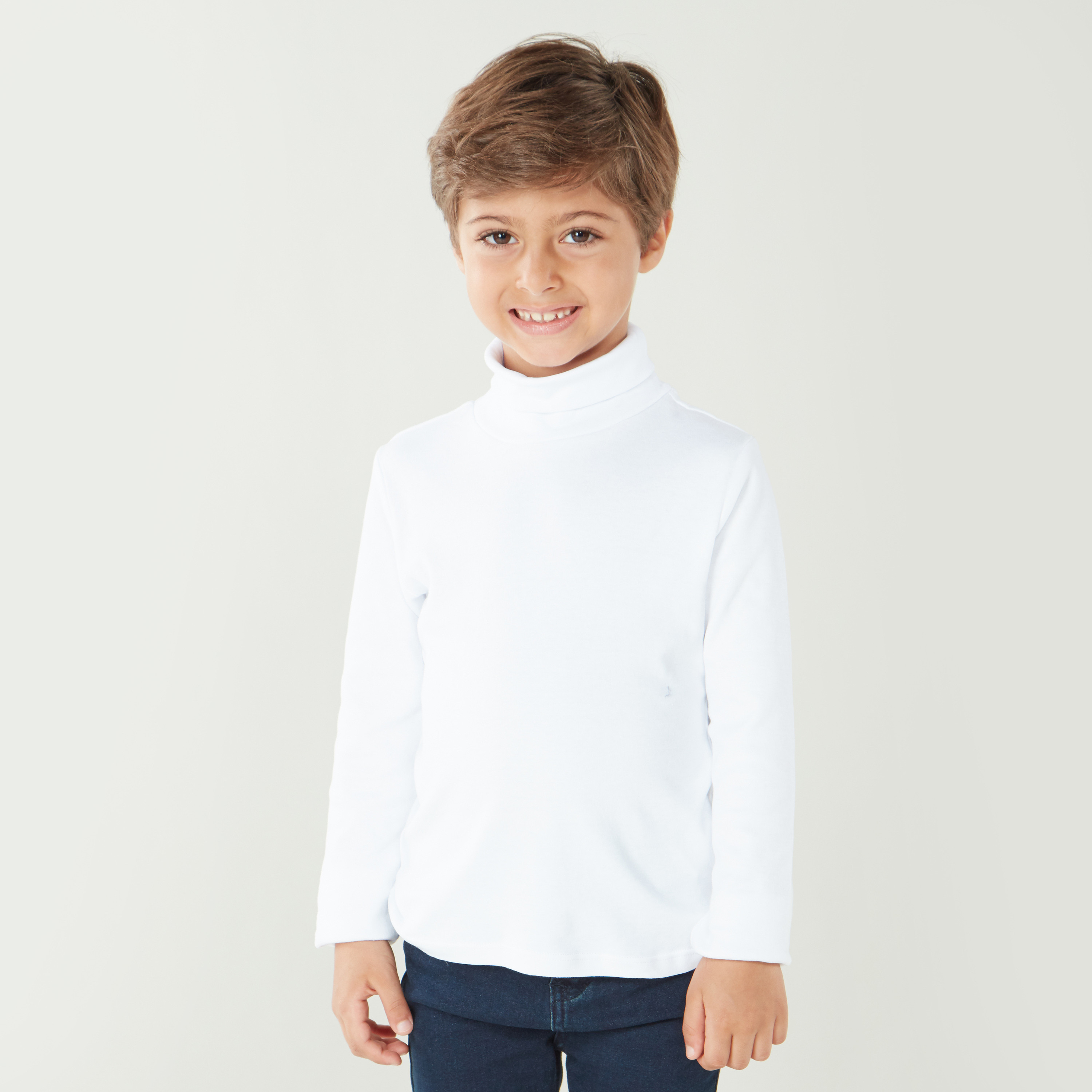 تيشيرت سادة بياقة مستديرة ضيّقة مع أكمام طويلة من جونيورز-boys-clothing-tshirtsandpolos-image-18