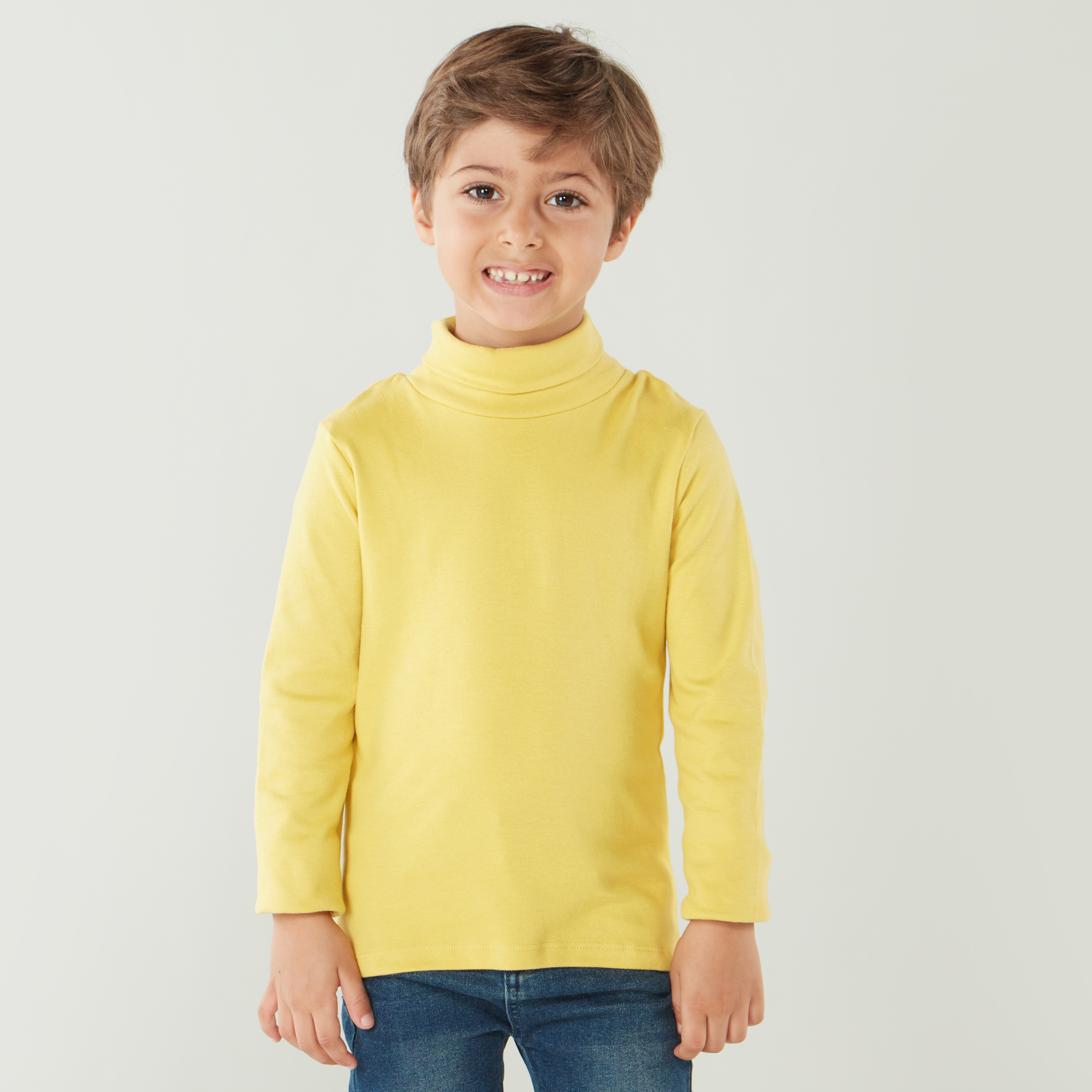 تيشيرت سادة بياقة مستديرة ضيّقة مع أكمام طويلة من جونيورز-boys-clothing-tshirtsandpolos-image-21