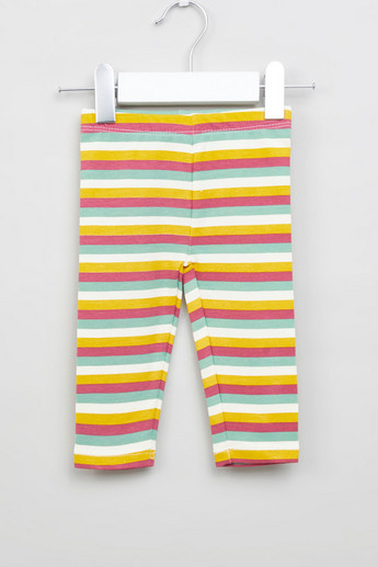 Buy Juniors Striped Leggings with Elasticised Waistband Online