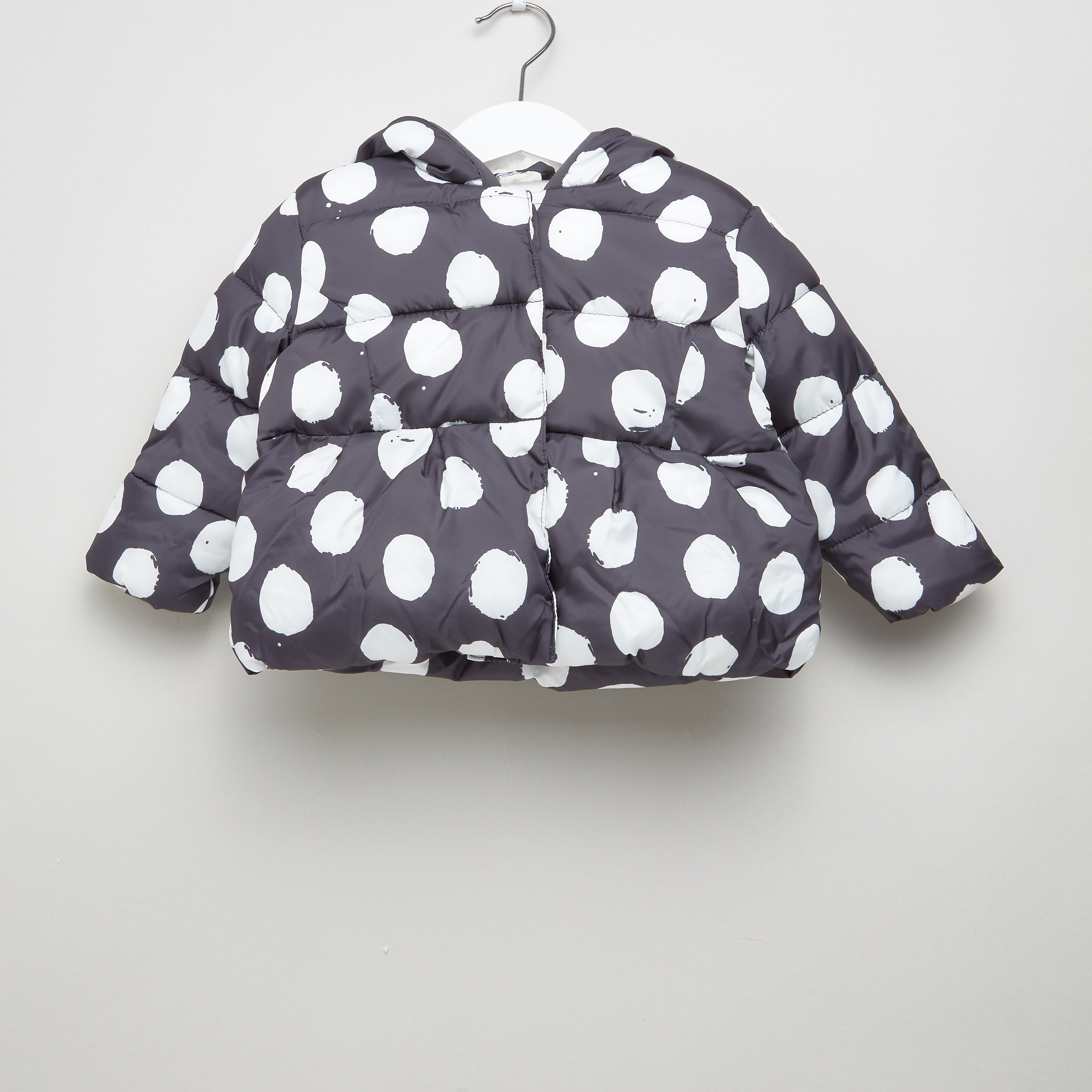 Polka dot puffer jacket on sale