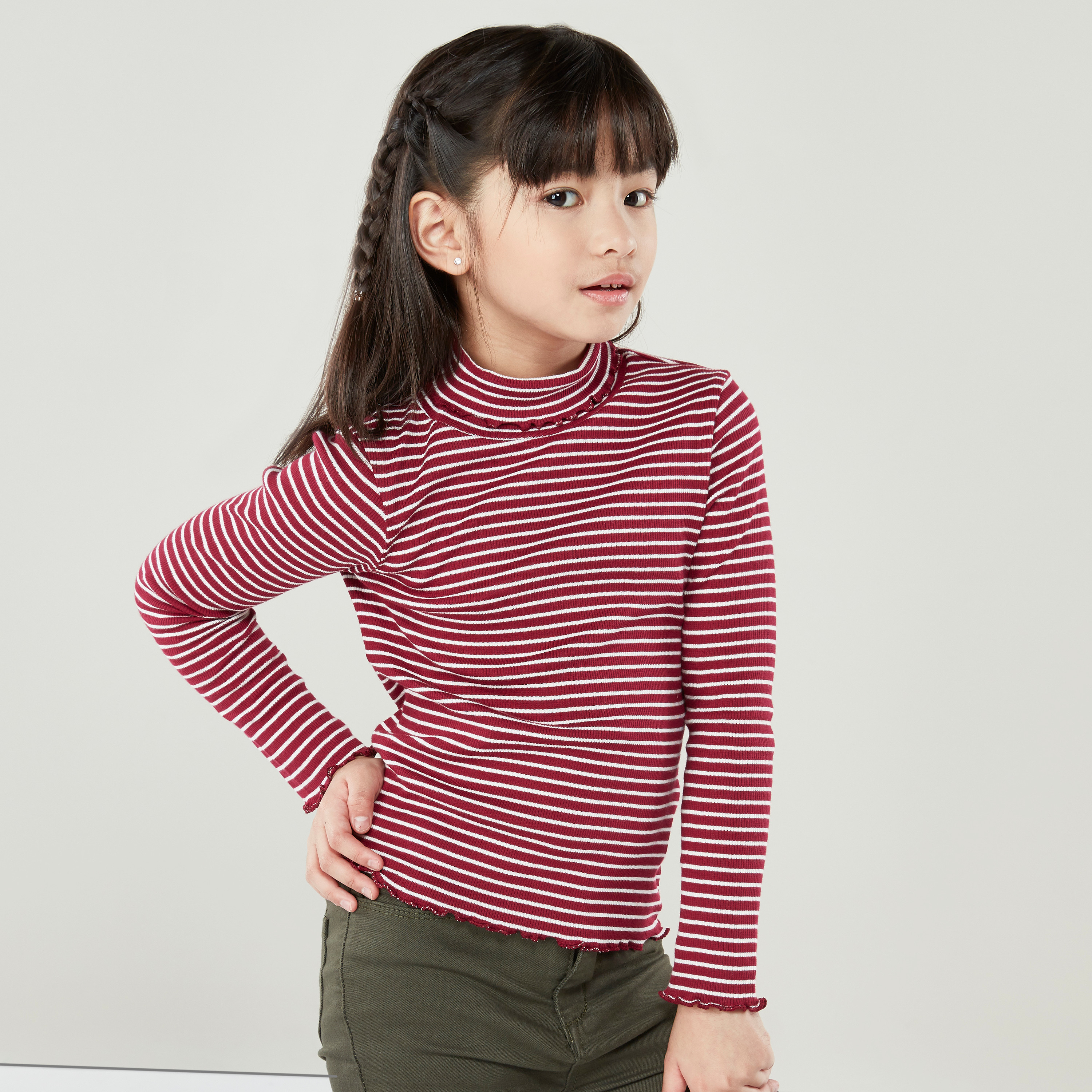 Girls striped turtleneck hotsell