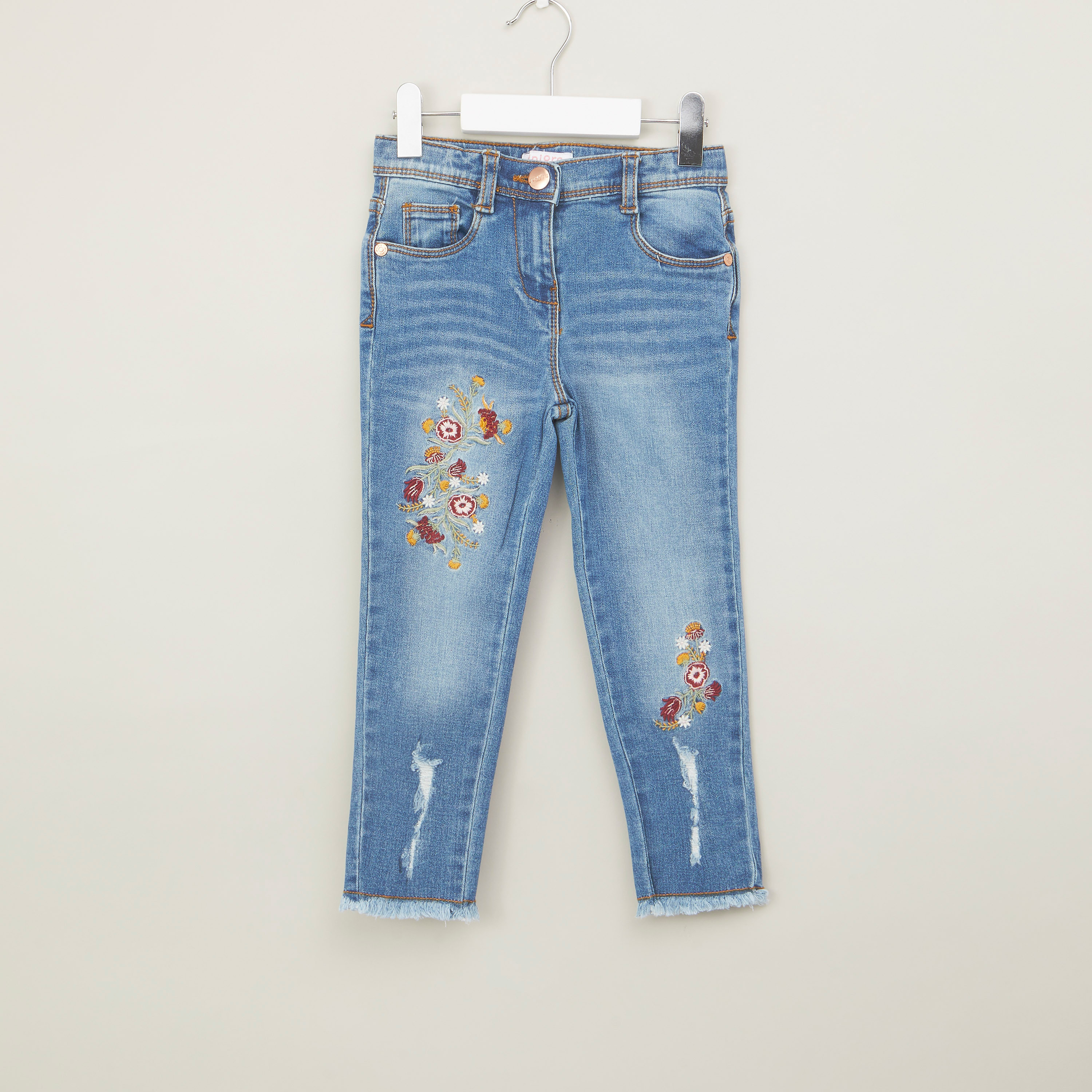 Juniors Full Length Embroidered Jeans with Pocket Detail-girls-clothing-bottoms-jeansandjeggings-image-1
