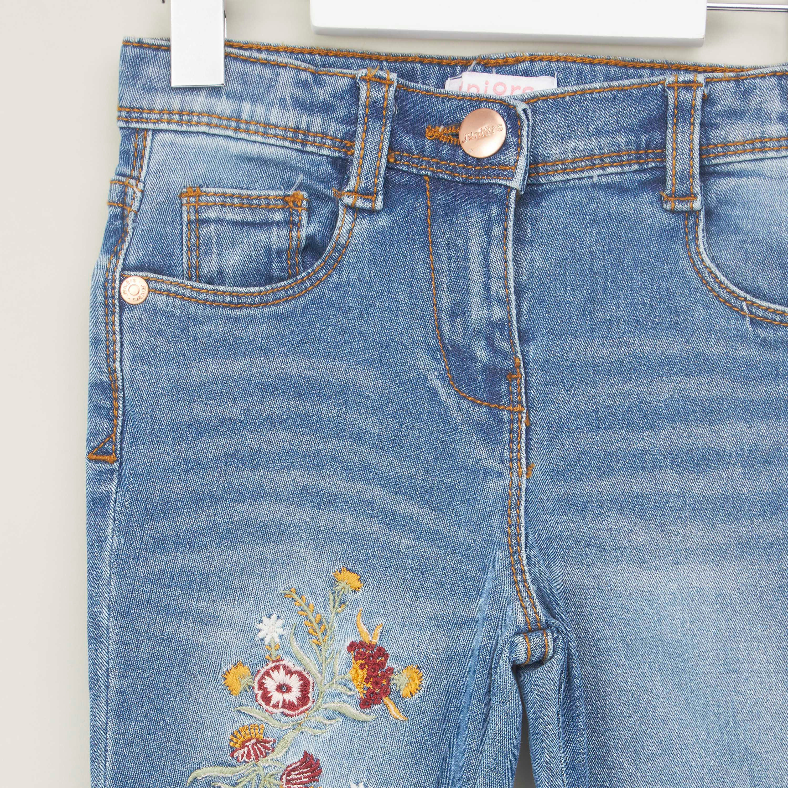 Juniors Full Length Embroidered Jeans with Pocket Detail-girls-clothing-bottoms-jeansandjeggings-image-2