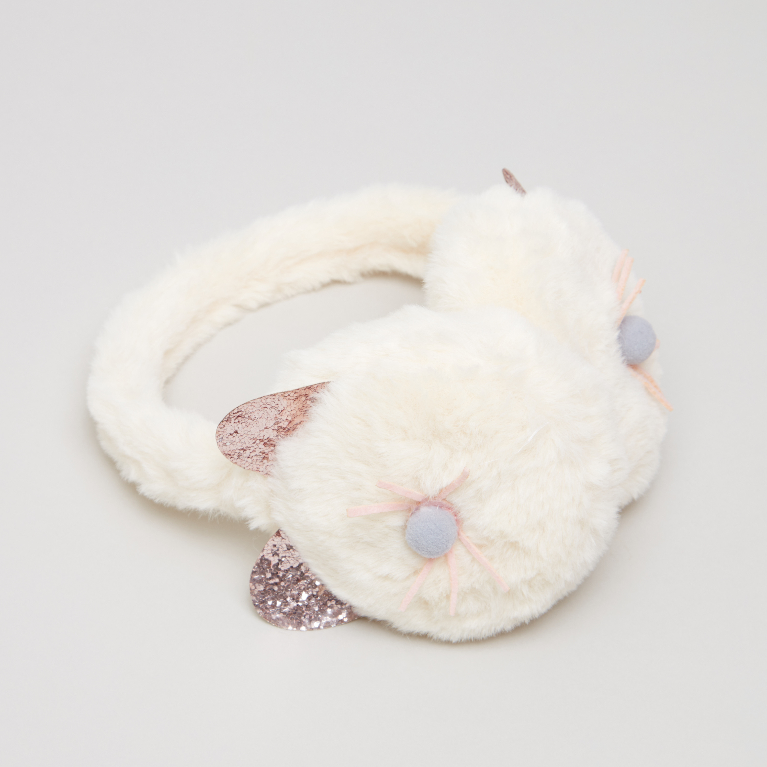 Juniors Plush Ear Muffs with Applique Detail-girls-clothing-winterwear-winteraccessories-image-1
