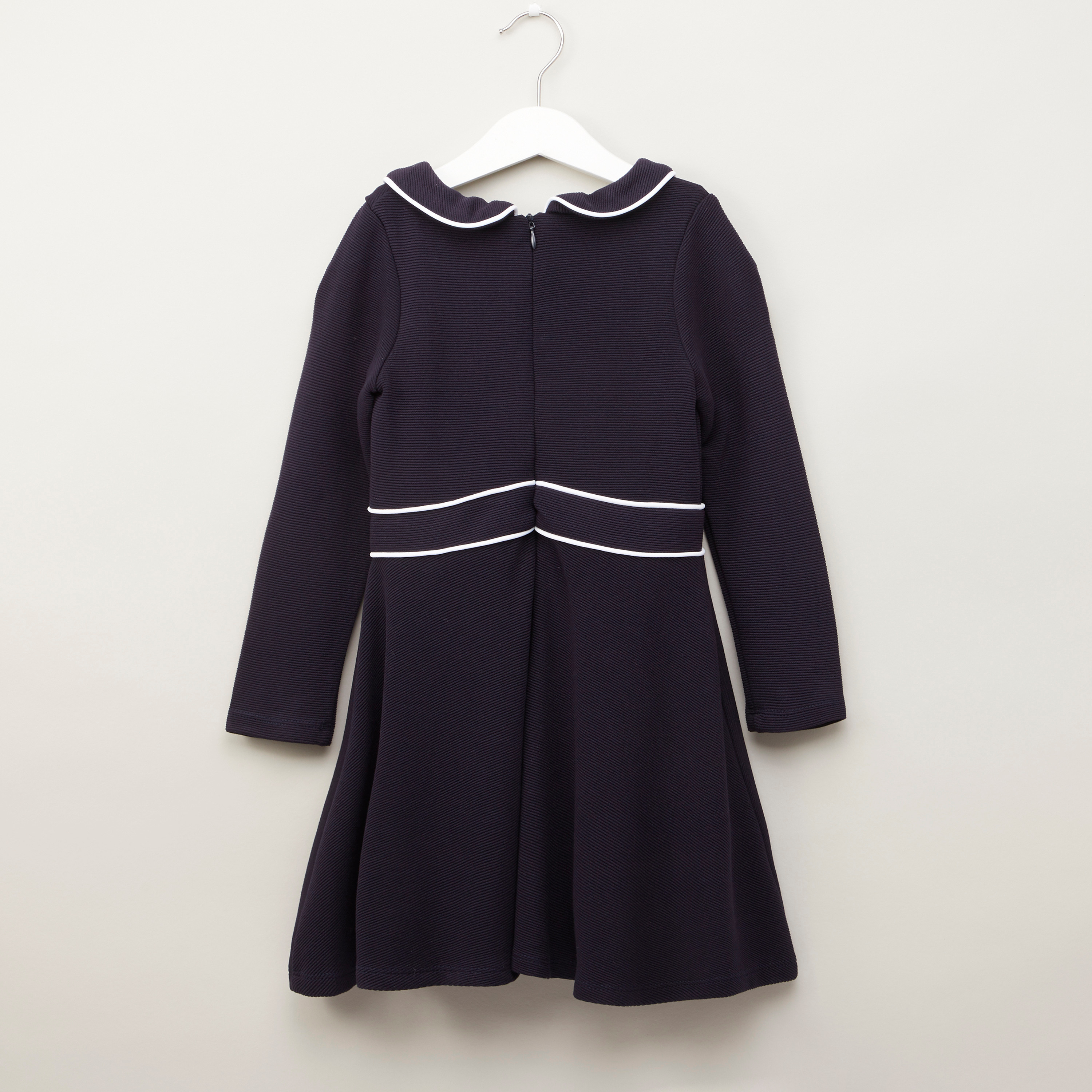 ★LUVISTRUE★BASIC ILOVEU HOOD LAYERED DRESS(NAVY)★正規品 Buy Eligo Textured Dress with Long Sleeves and Piping Detail