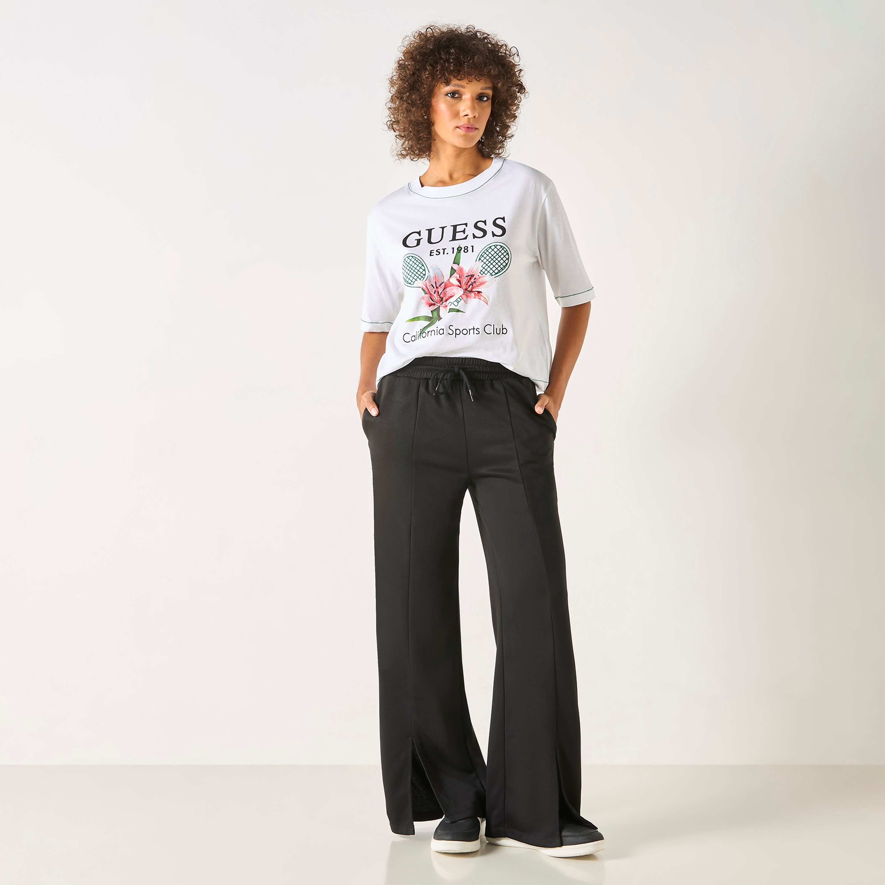 Guess Printed Round Neck T-shirt with Short Sleeves-women-clothing-tshirts-image-2