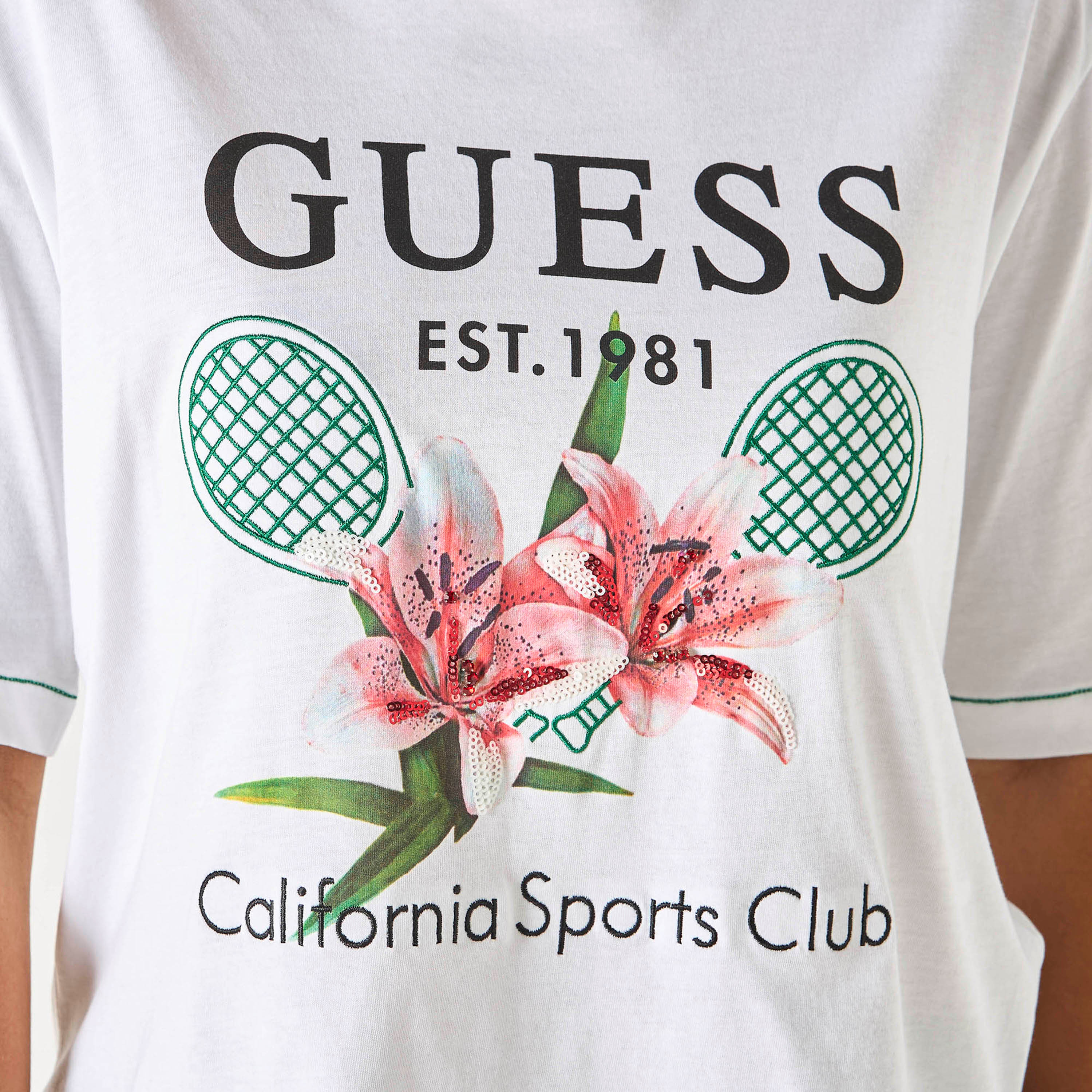 Guess Printed Round Neck T-shirt with Short Sleeves-women-clothing-tshirts-image-4