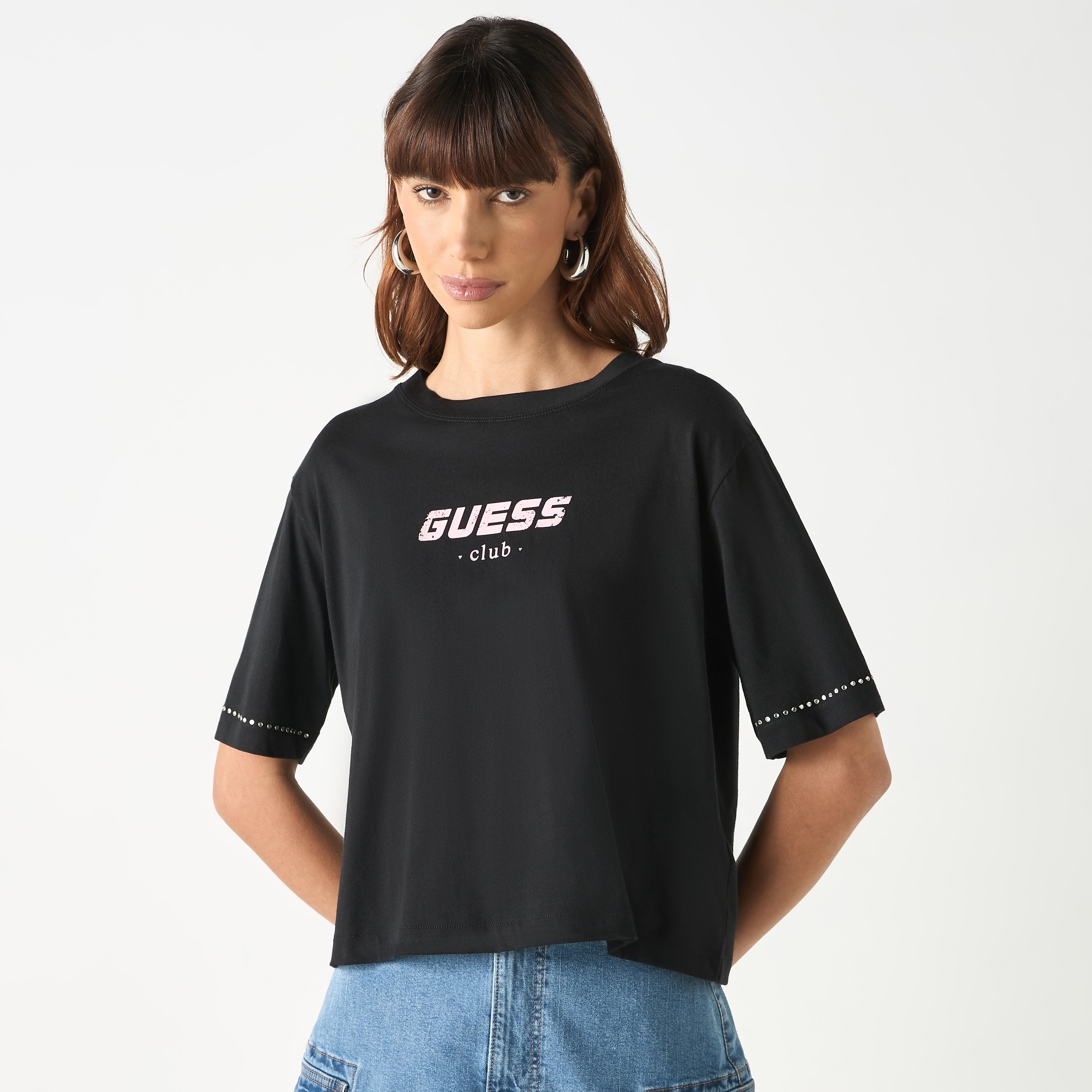 تيشيرت بياقة مستديرة وأكمام قصيرة وطبعات شعار من جيس-women-clothing-tshirts-image-7