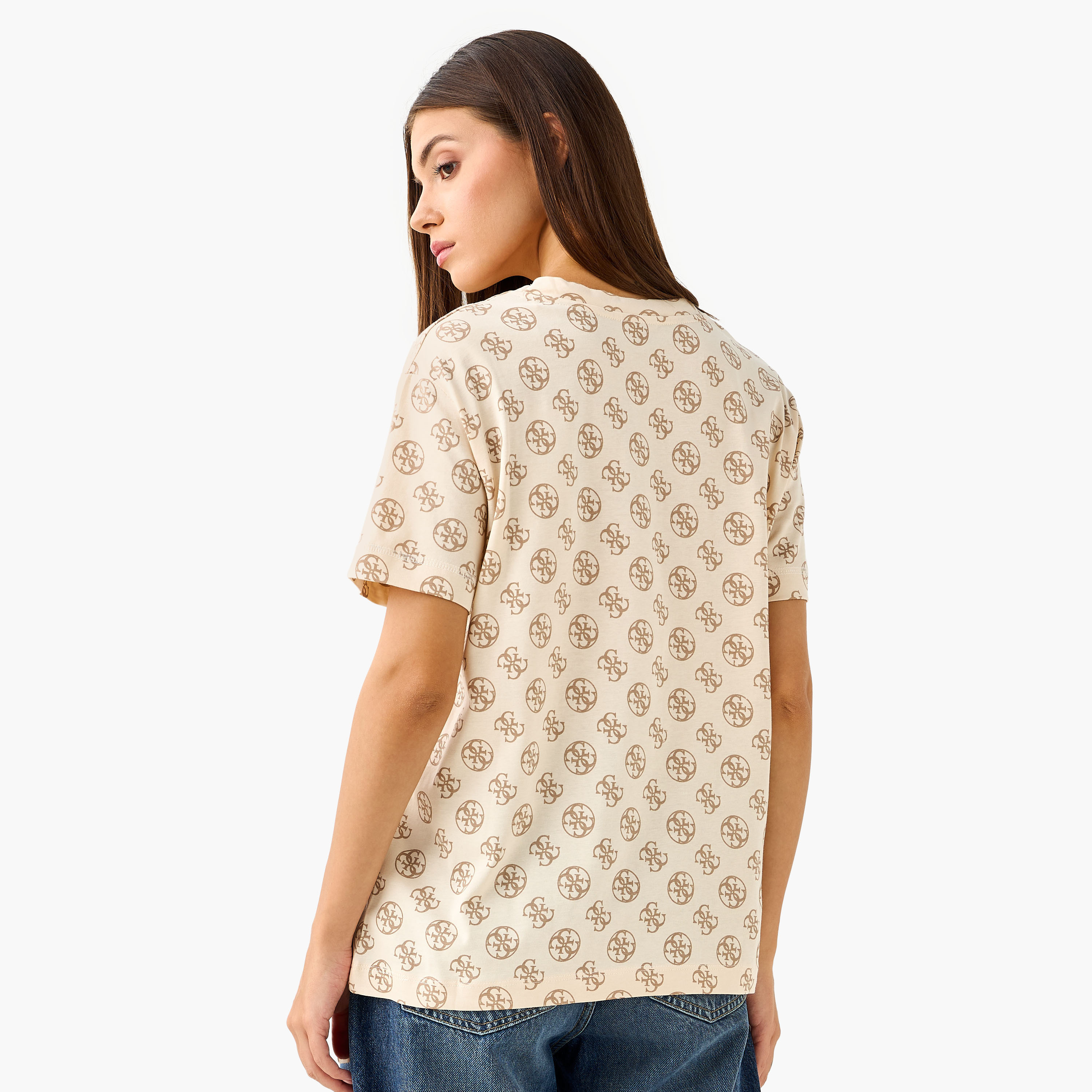 تيشيرت بطبعات مونوجرام وأكمام قصيرة من جيس-women-clothing-tshirts-image-3