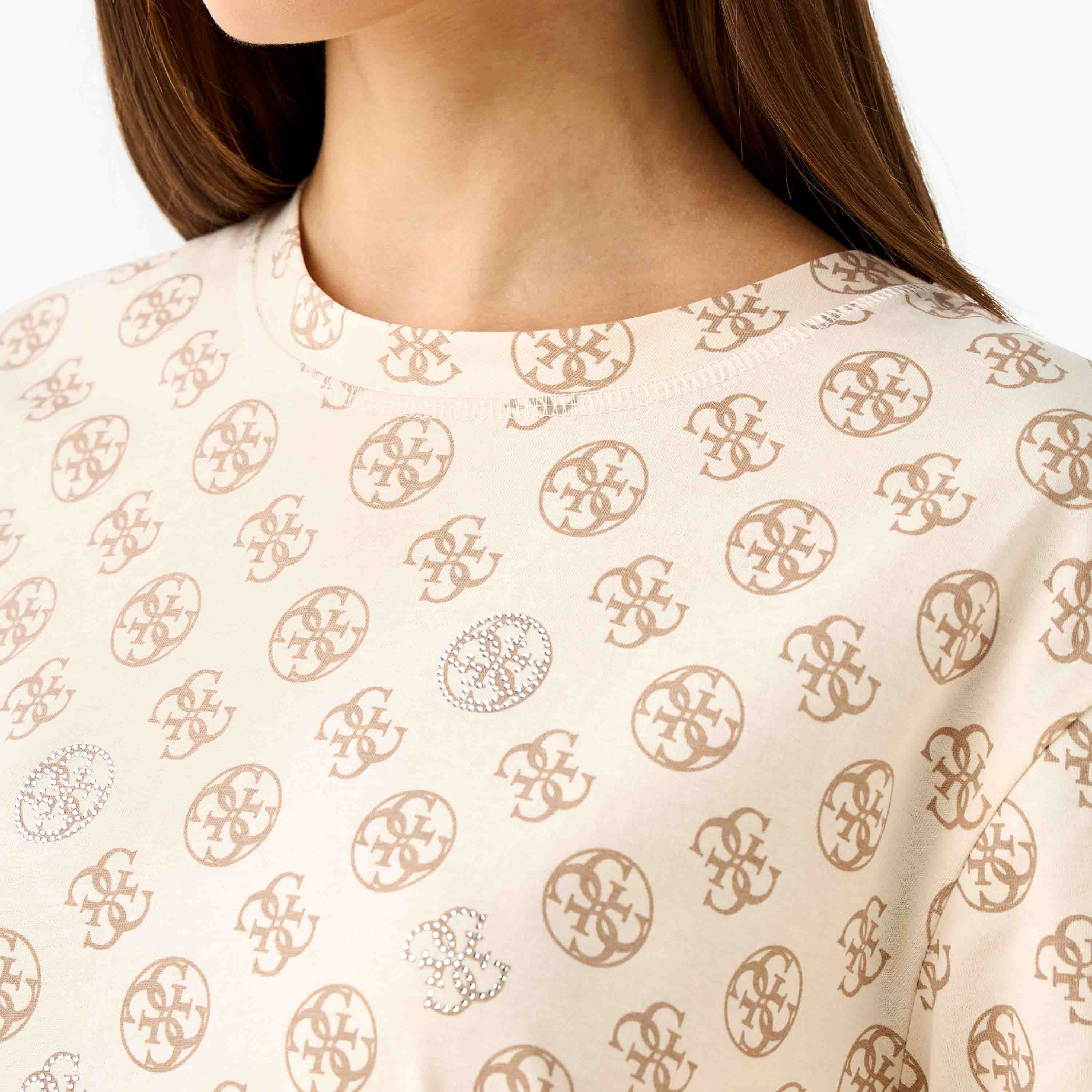 Guess Monogram Print T-shirt with Short Sleeves-women-clothing-tshirts-image-5