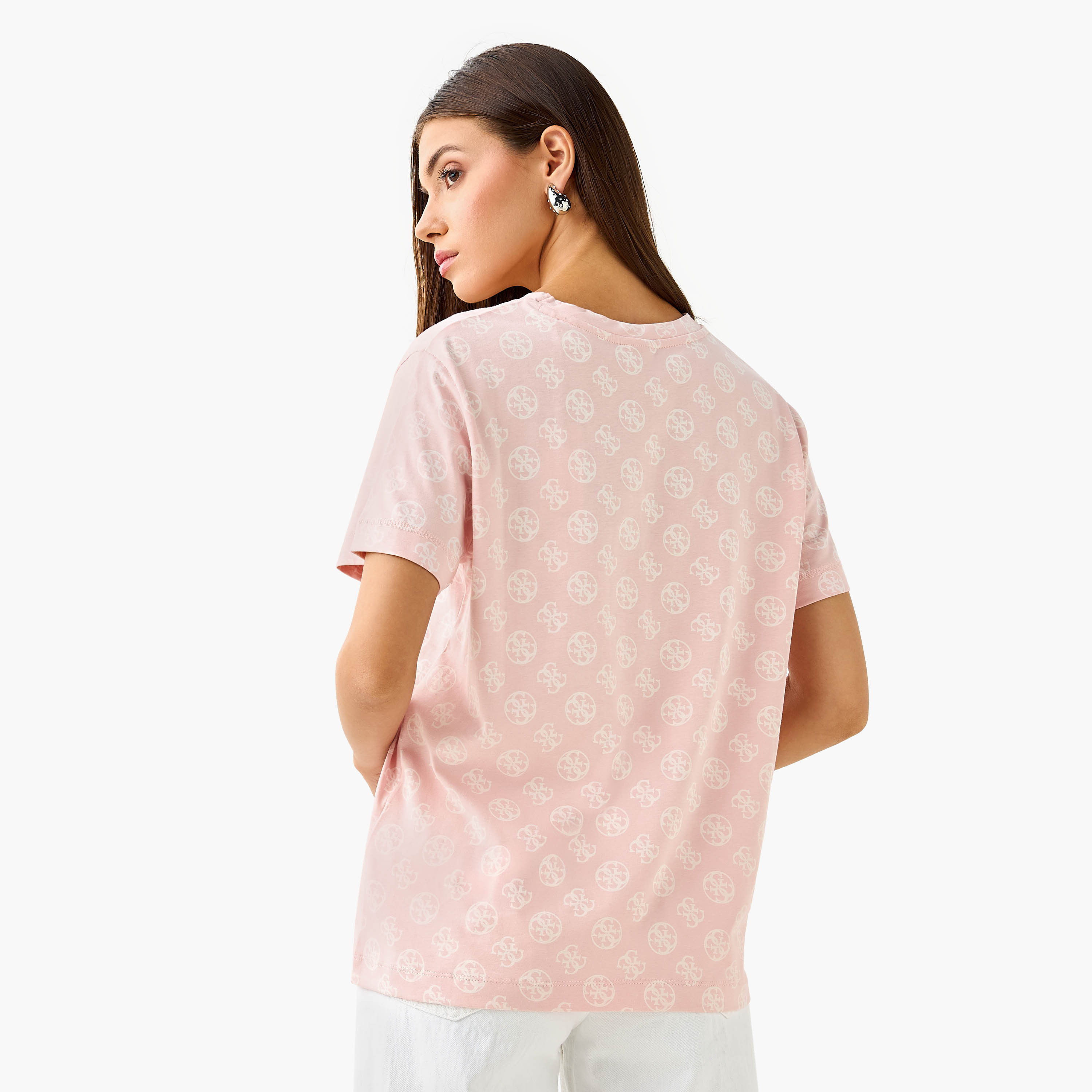 تيشيرت بطبعات مونوجرام وأكمام قصيرة من جيس-women-clothing-tshirts-image-8