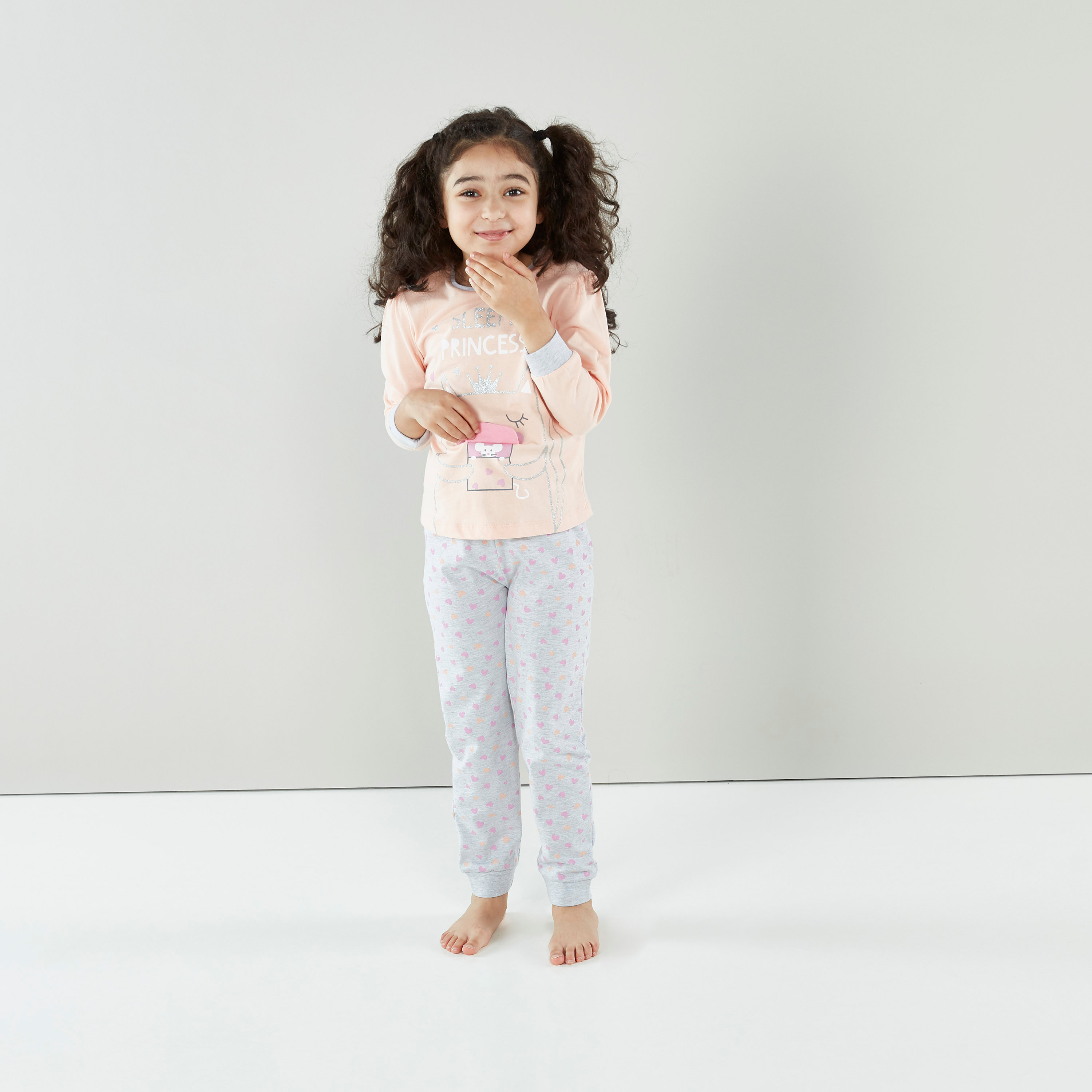 Juniors Printed Round Neck T-shirt with Full Length Jog Pants-boys-clothing-setsandcoords-image-1