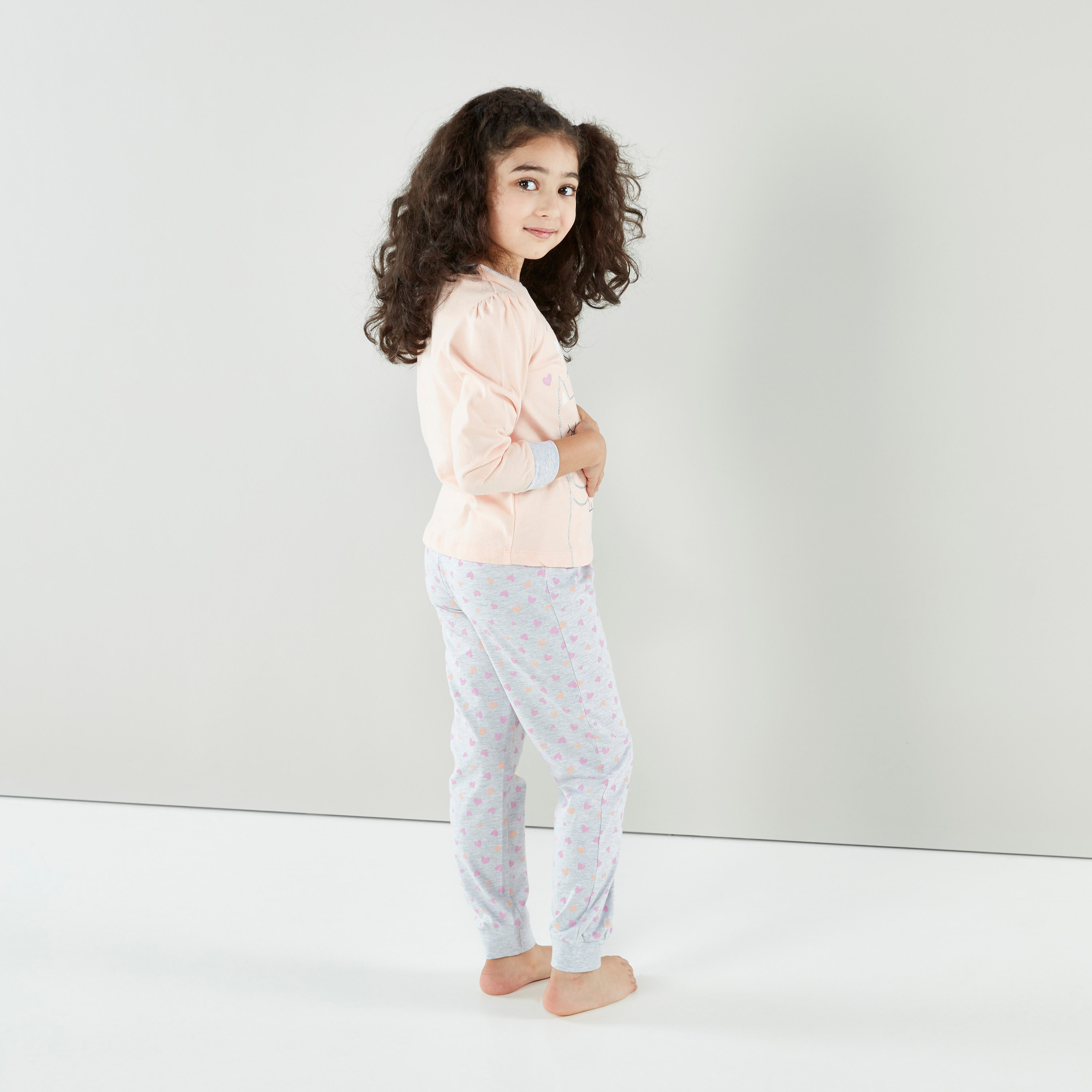 Juniors Printed Round Neck T-shirt with Full Length Jog Pants-boys-clothing-setsandcoords-image-2