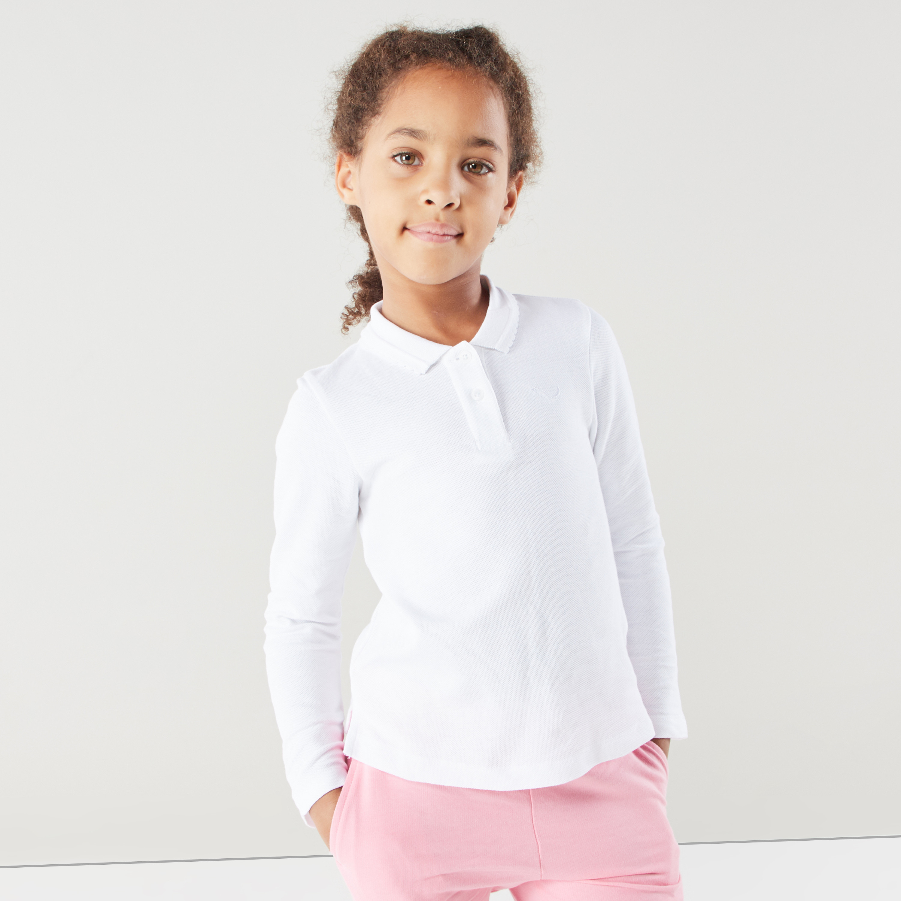 Girls white polo outlet neck