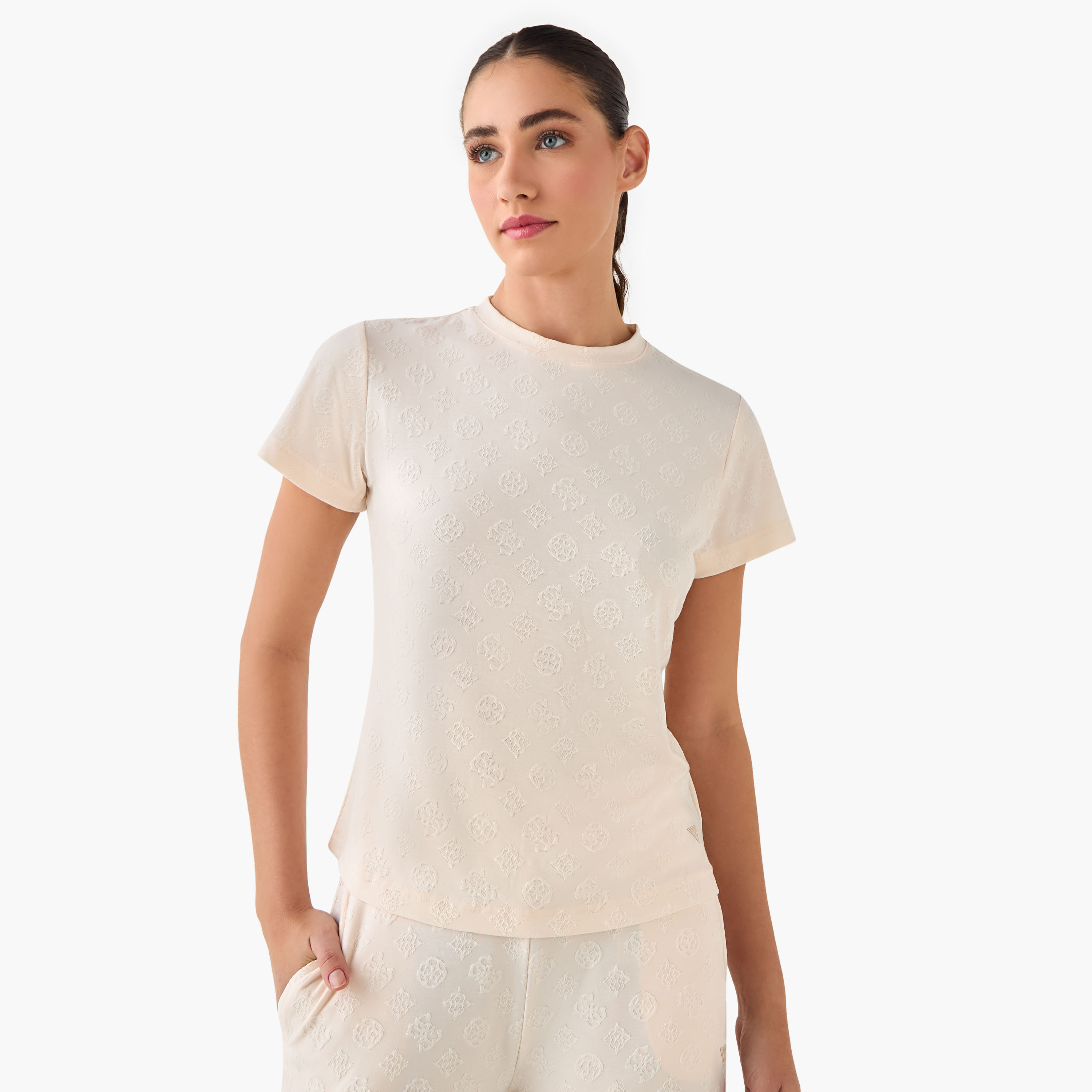 تيشيرت بارز الملمس بأكمام قصيرة مونيكا من جيس-women-clothing-tshirts-image-1