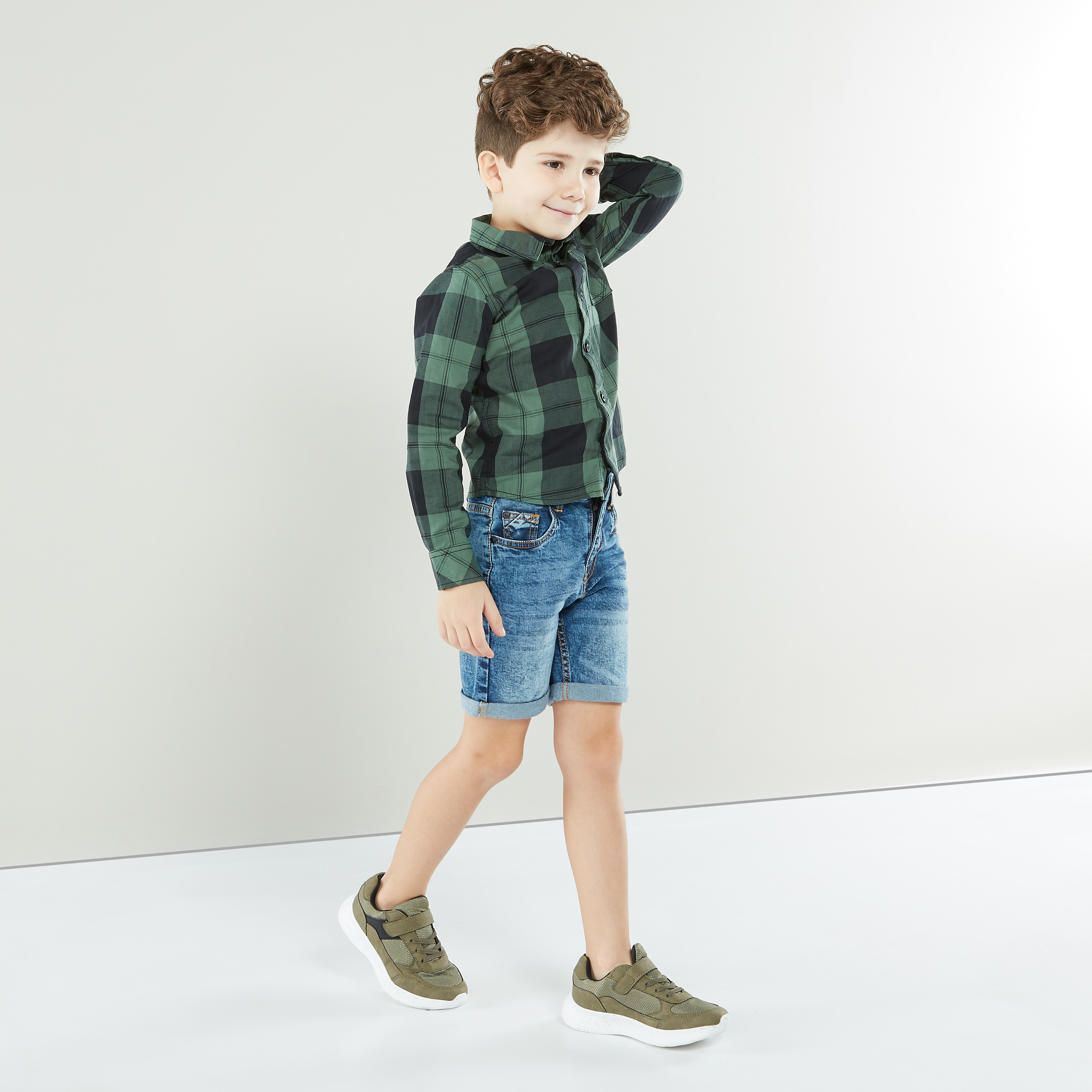 Juniors Chequered Button Through Shirt with Long Sleeves-boys-clothing-shirts-image-1