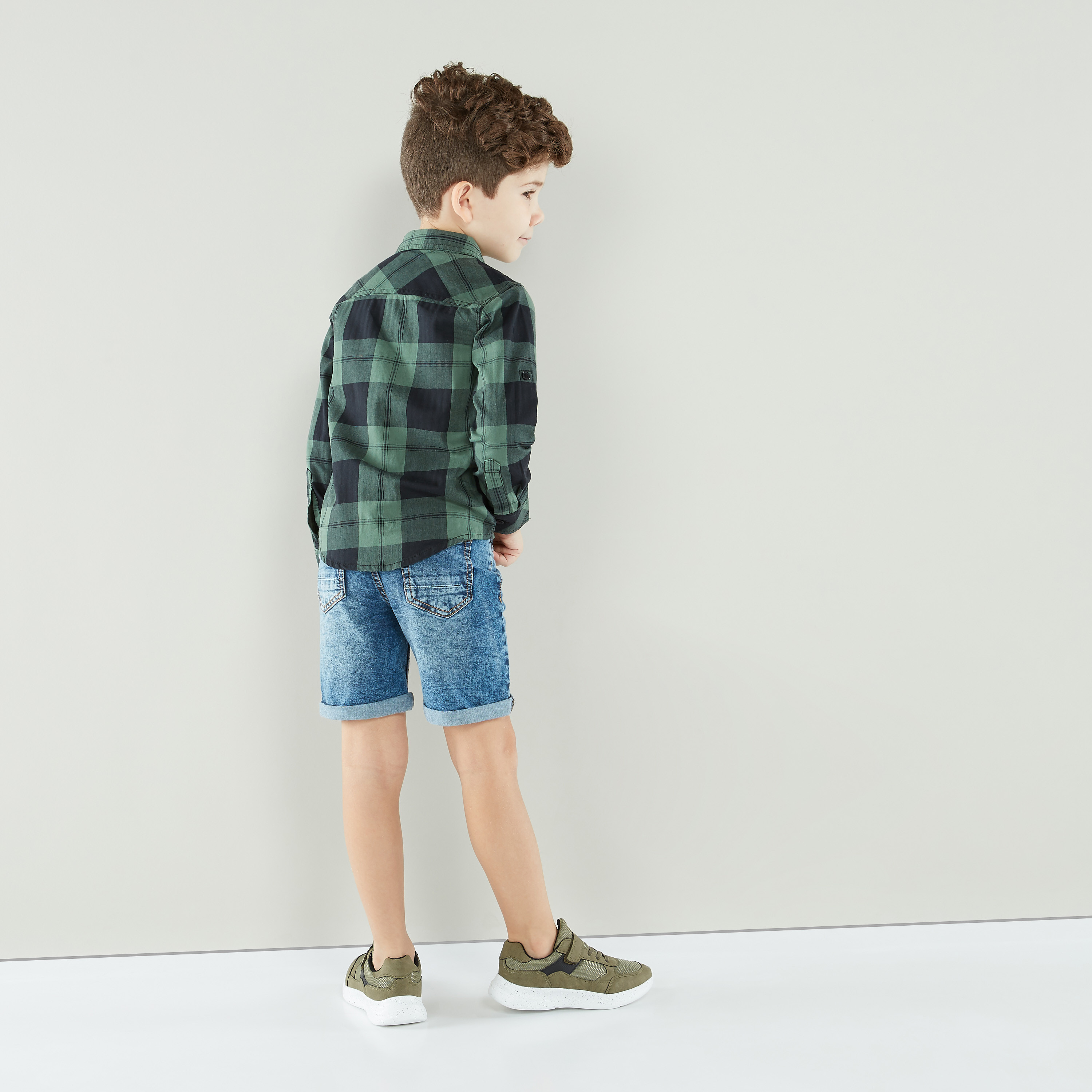 Juniors Chequered Button Through Shirt with Long Sleeves-boys-clothing-shirts-image-3