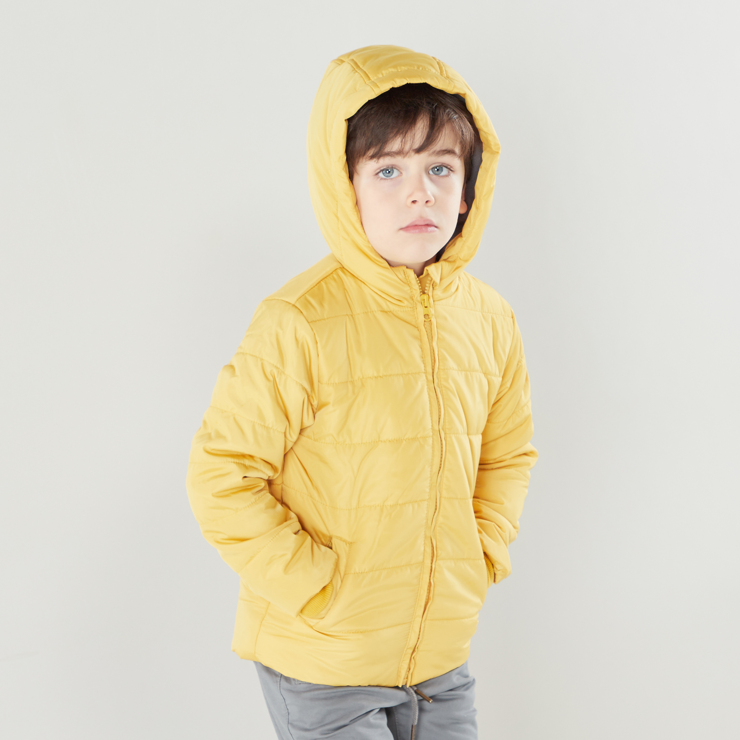 Juniors Padded Jacket with Hood and Zip Closure