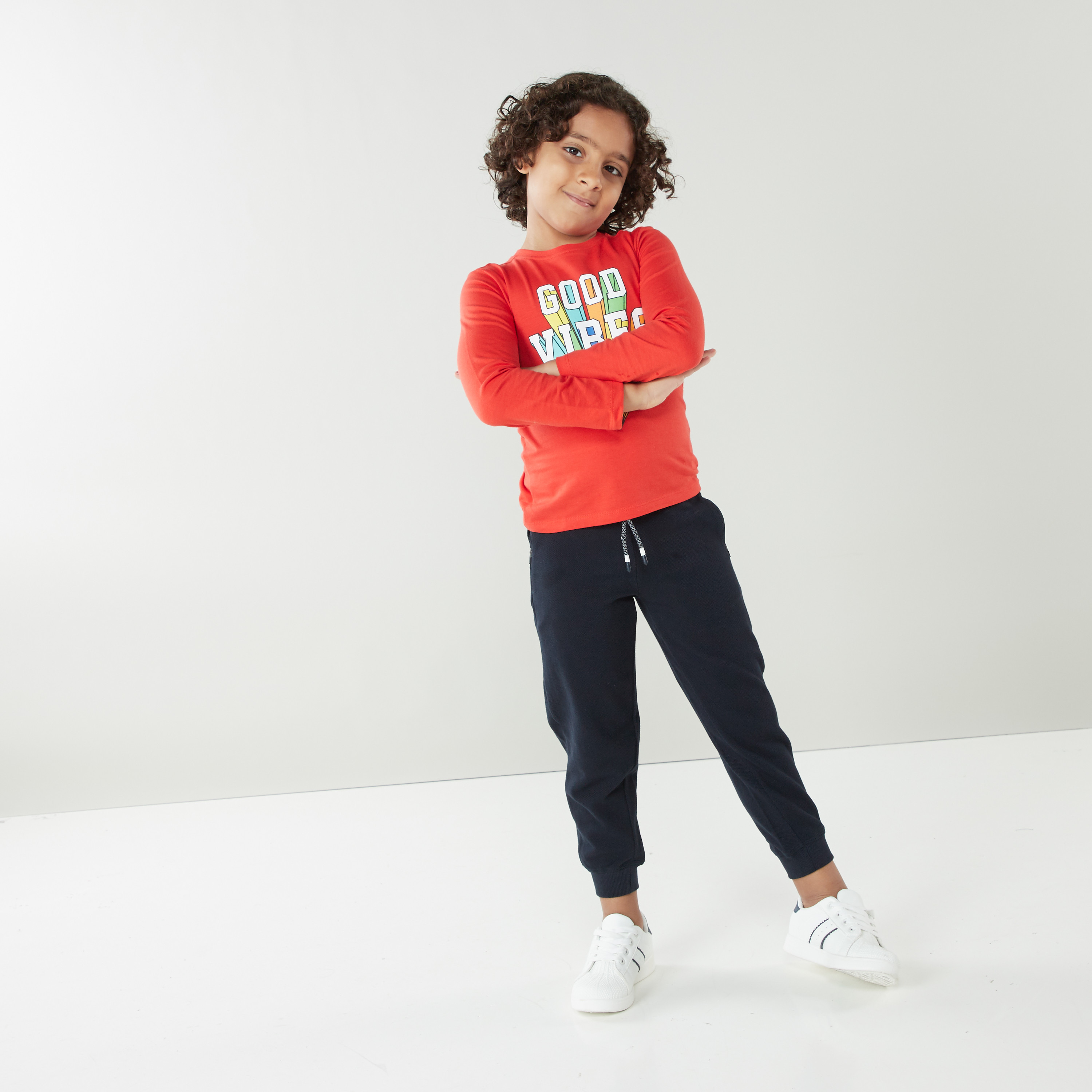 Eligo Full Length Textured Jog Pants with Side Tape Detail-boys-clothing-bottoms-joggersandtrackpants-image-1
