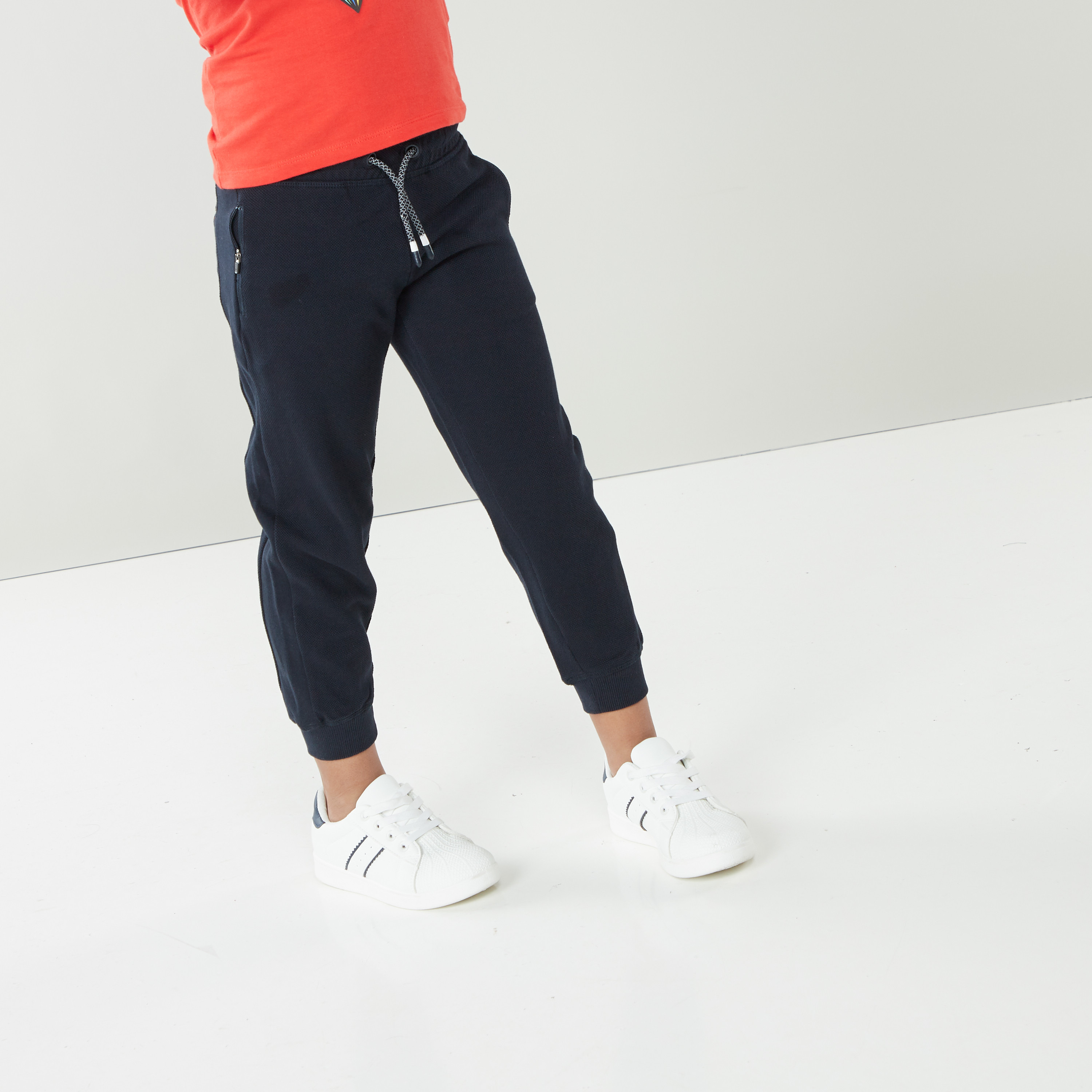 Eligo Full Length Textured Jog Pants with Side Tape Detail-boys-clothing-bottoms-joggersandtrackpants-image-2