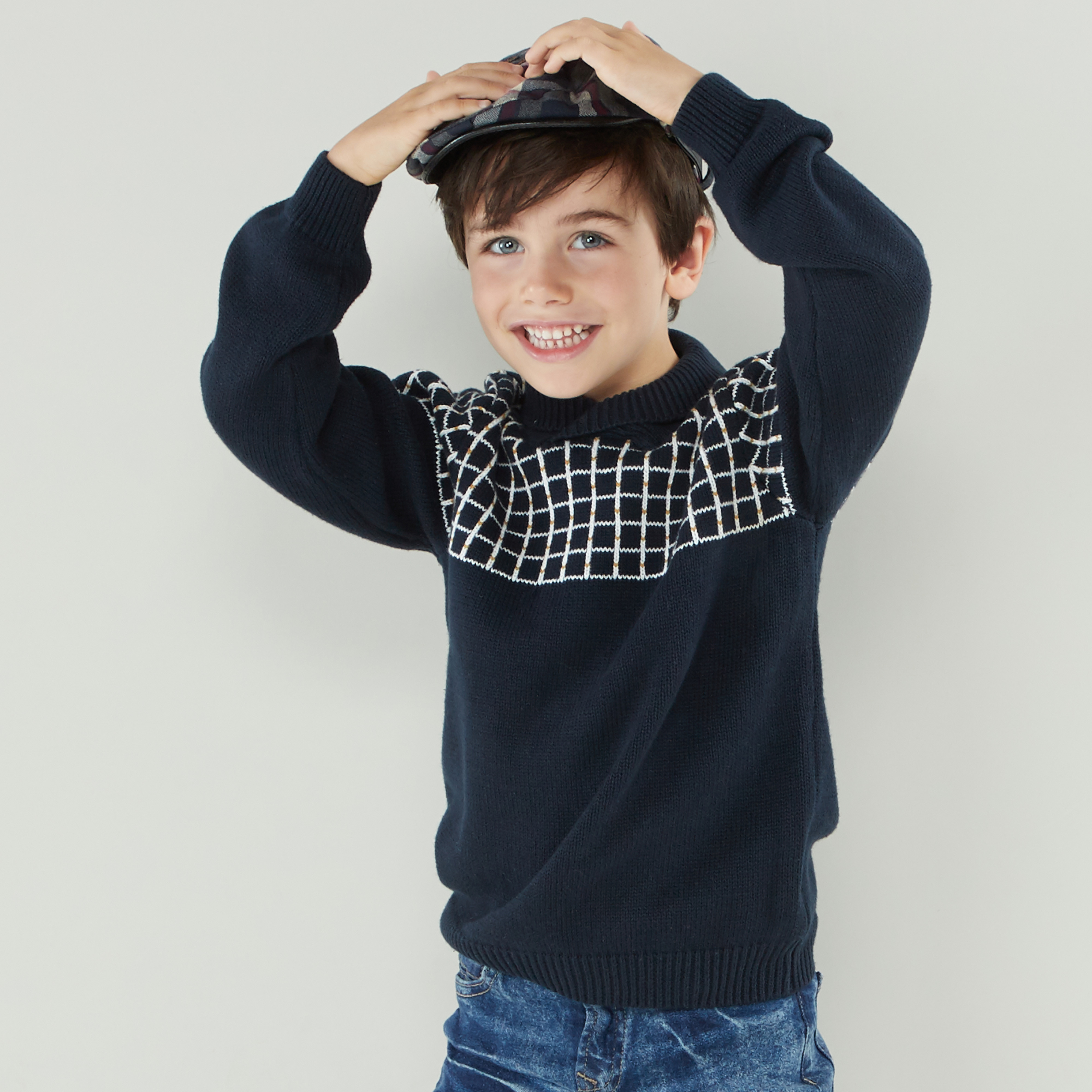 بنطلون جينز بارز الملمس بجيوب وعروات حزام من آيكونيك-boys-clothing-bottoms-jeans-image-3