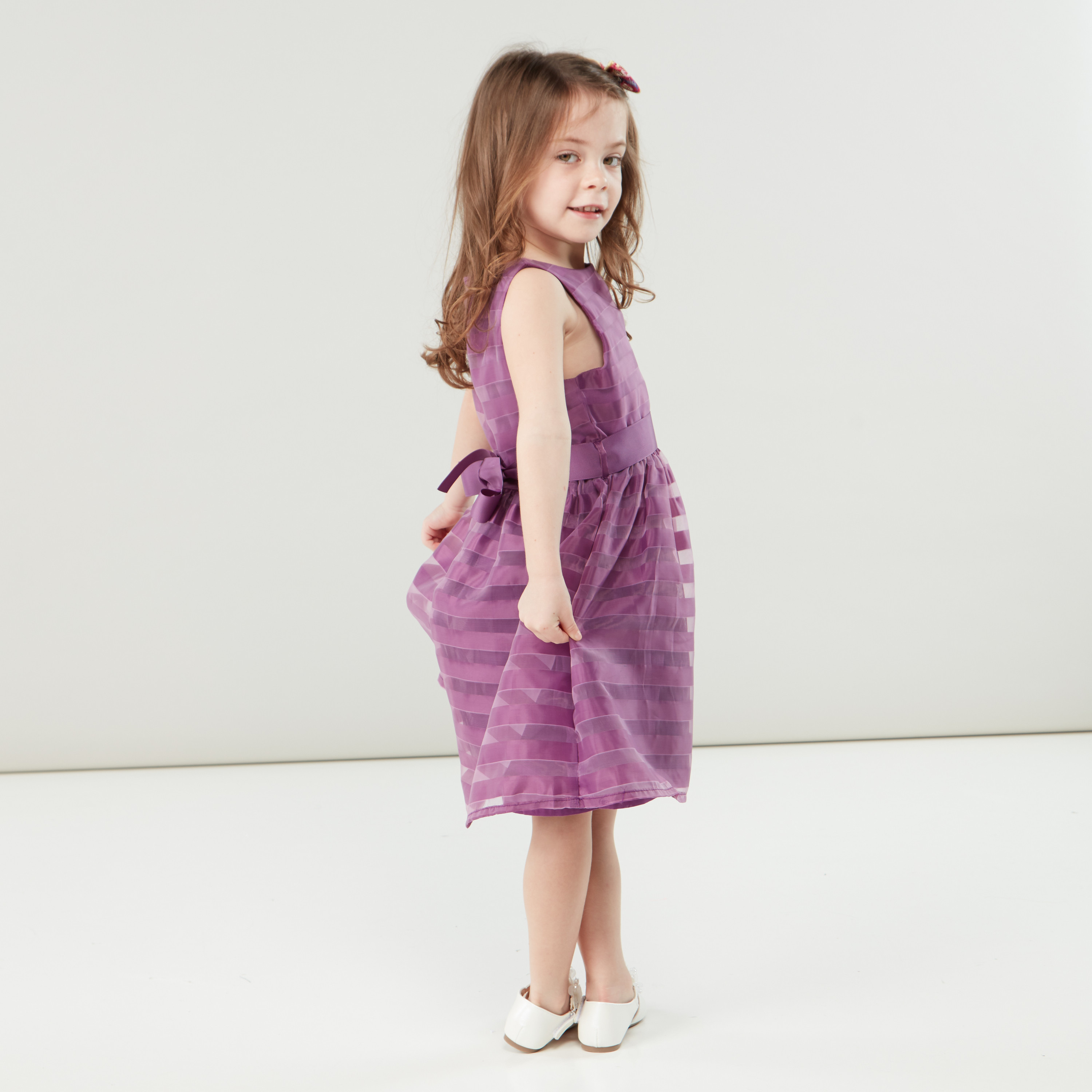 Juniors Striped Sleeveless Dress with Round Neck-girls-clothing-dressesandjumpsuits-image-4