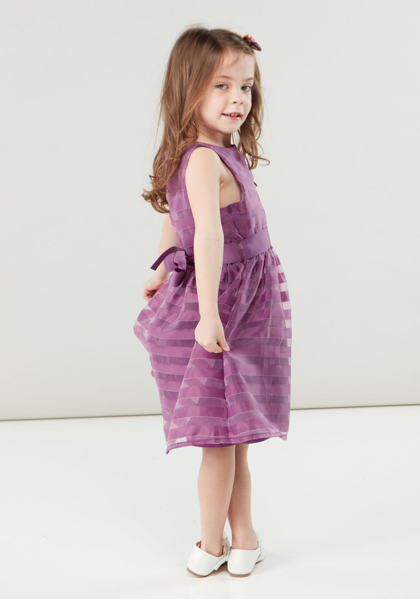 Juniors Striped Sleeveless Dress with Round Neck-Dresses%2C Gowns and Frocks-image-3