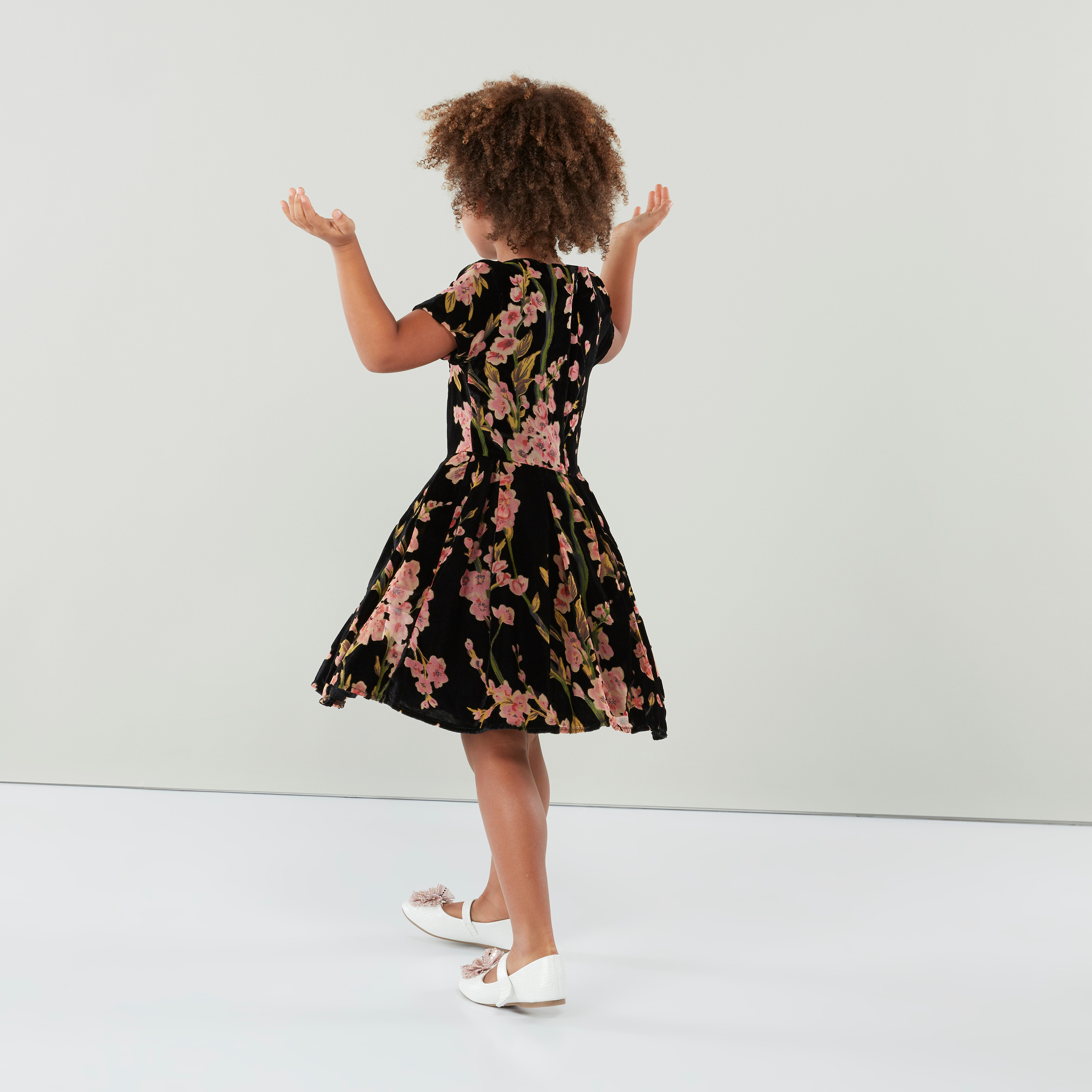 Juniors Floral Printed Dress with Short Sleeves-girls-clothing-dressesandjumpsuits-image-2