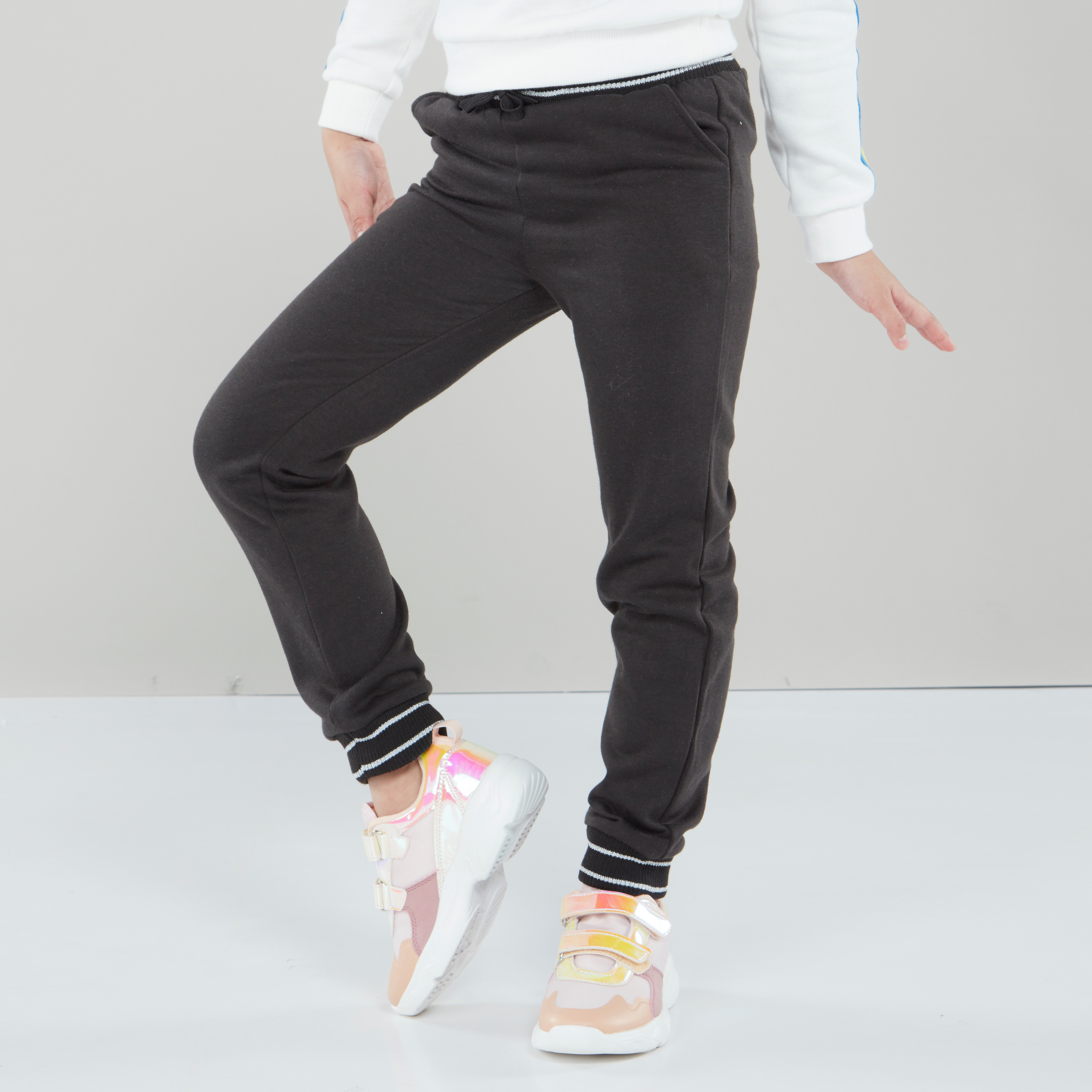 Bossini Full Length Jog Pants with Pocket Detail and Striped Hem-girls-clothing-bottoms-joggersandtrackpants-image-4