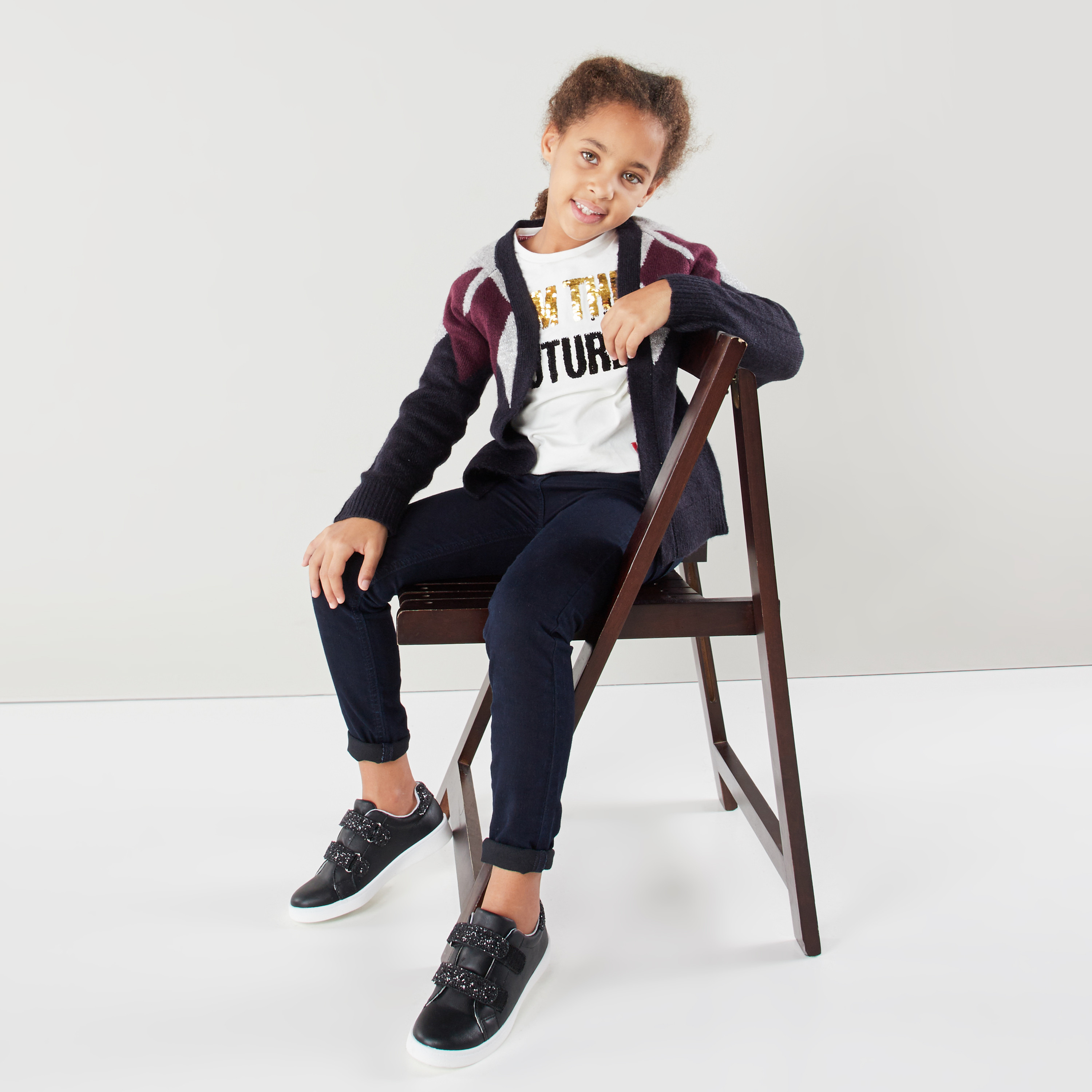 Lee Cooper Sequin Detail T-shirt with Long Sleeves-girls-clothing-schoolwear-tshirts-image-1