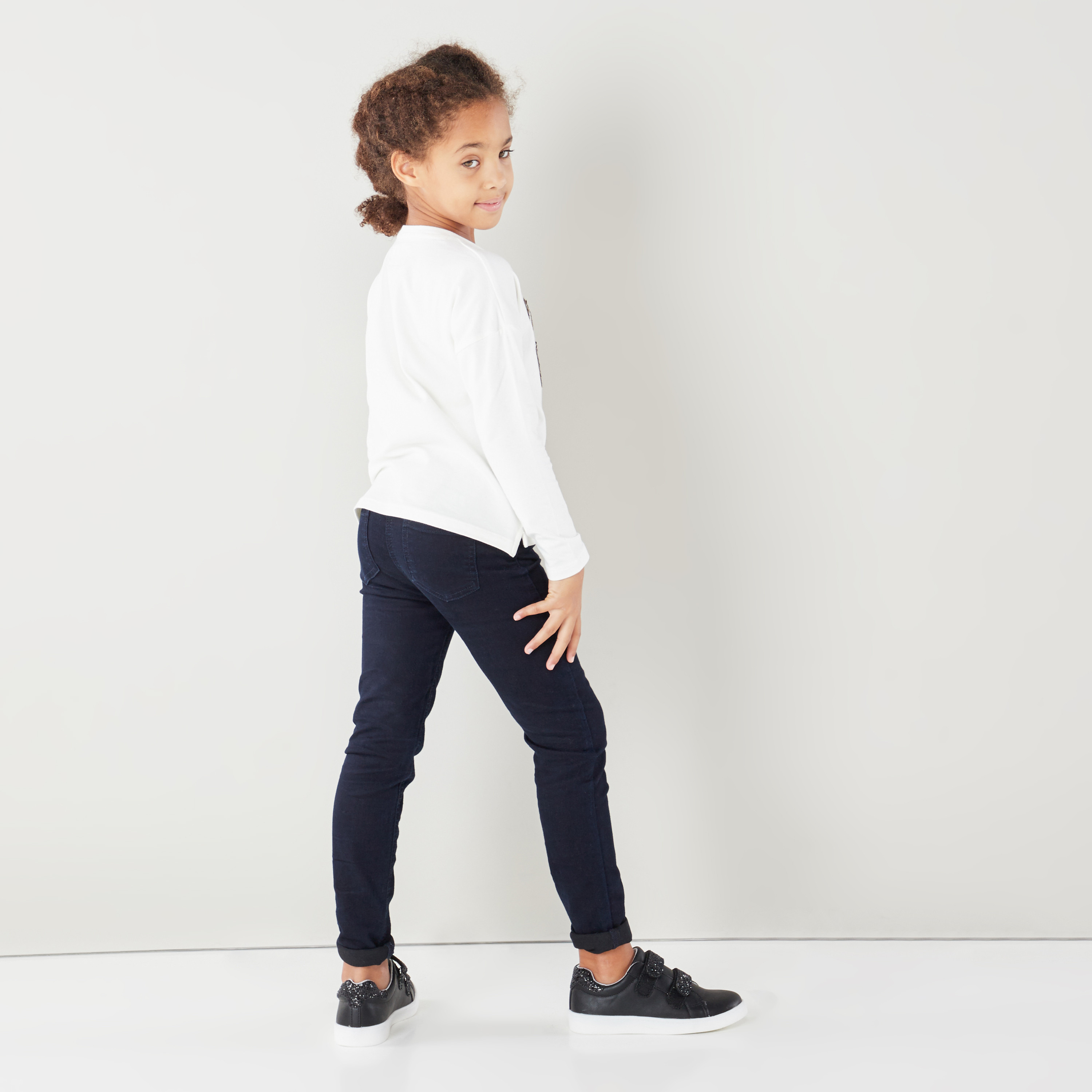 Lee Cooper Sequin Detail T-shirt with Long Sleeves-girls-clothing-schoolwear-tshirts-image-3