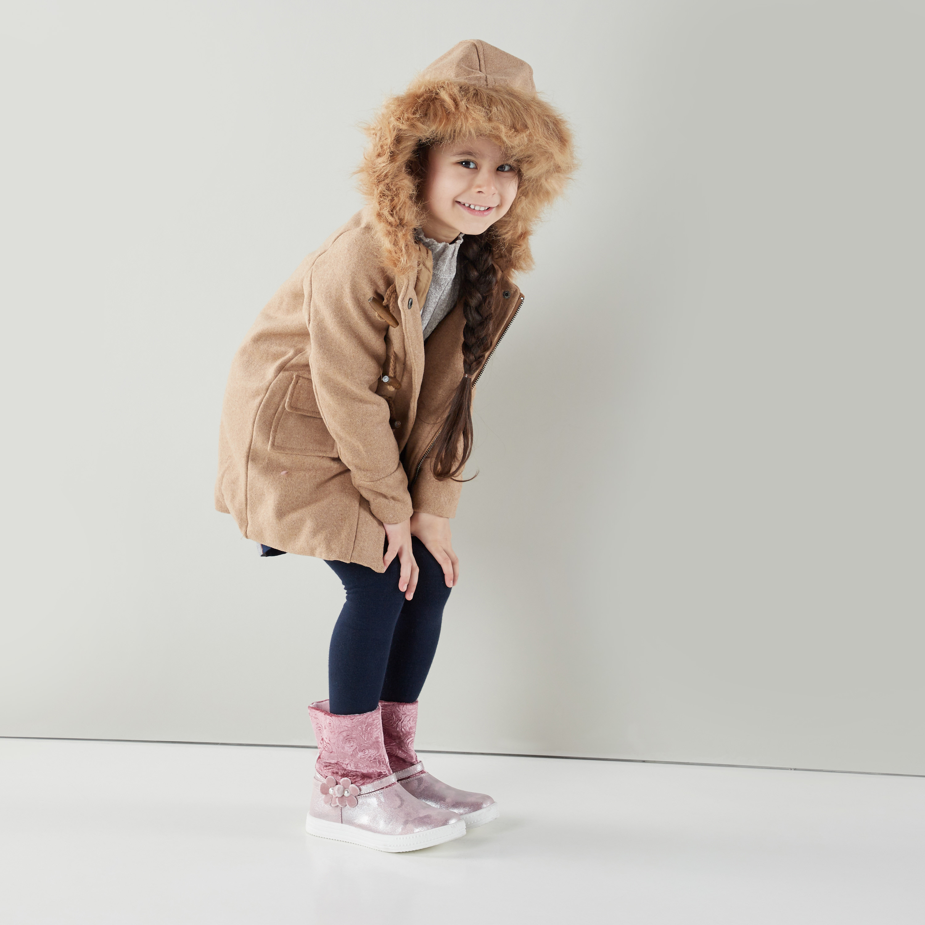 جاكيت مع قبعة وأكمام طويلة من لي كوبر-girls-clothing-winterwear-jacketsandcoats-image-3