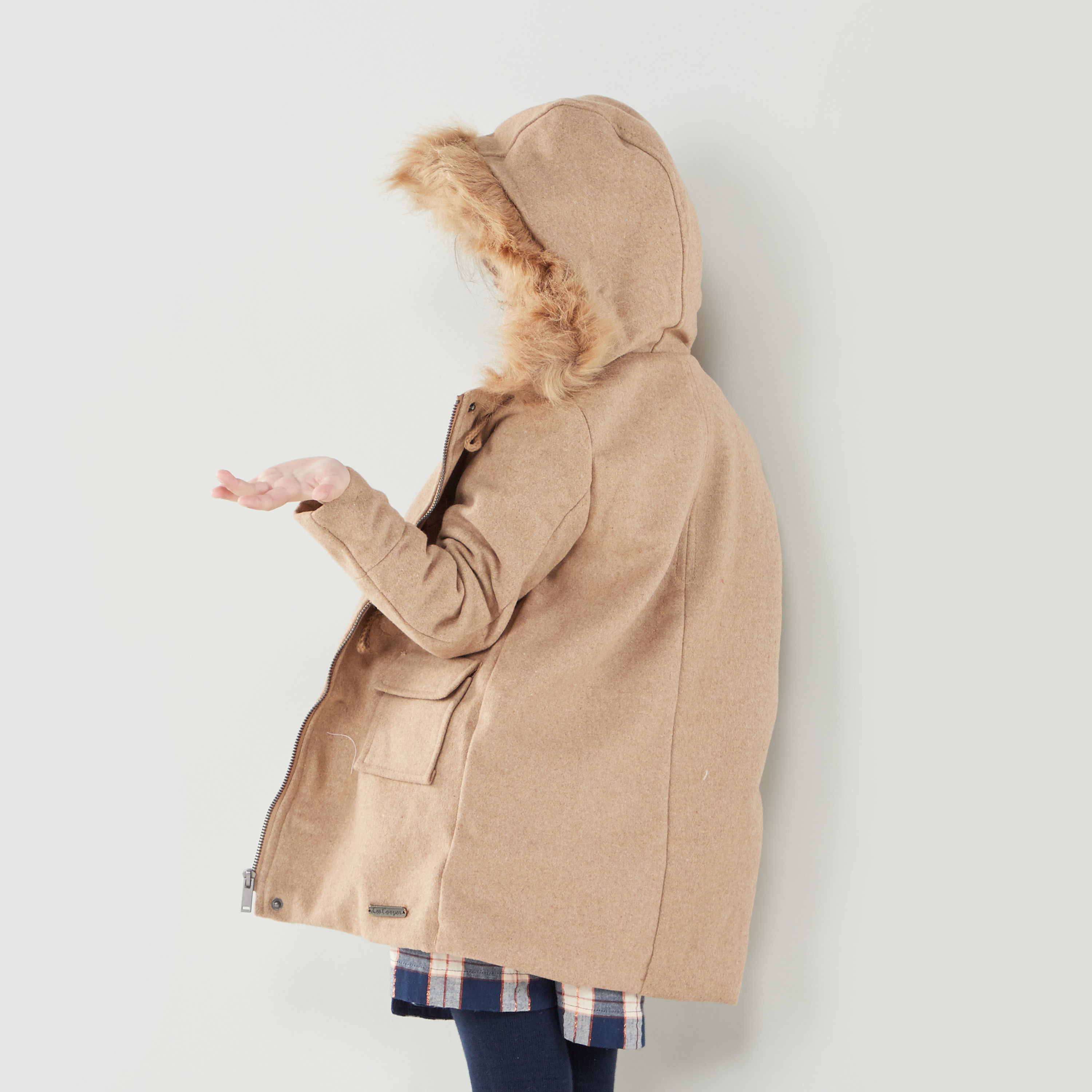Lee Cooper Hooded Jacket with Long Sleeves-girls-clothing-winterwear-jacketsandcoats-image-4