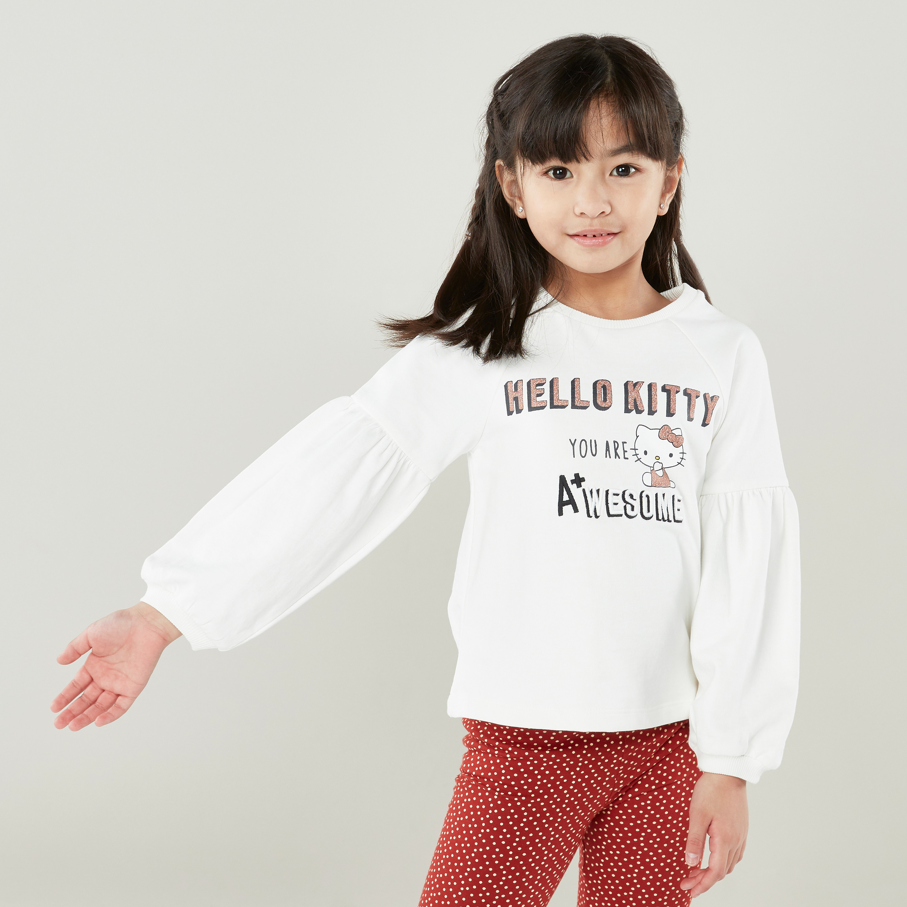 بلوزة بأكمام طويلة وطبعات هالو كيتي من سانريو-girls-clothing-jumpersandcardigans-image-1