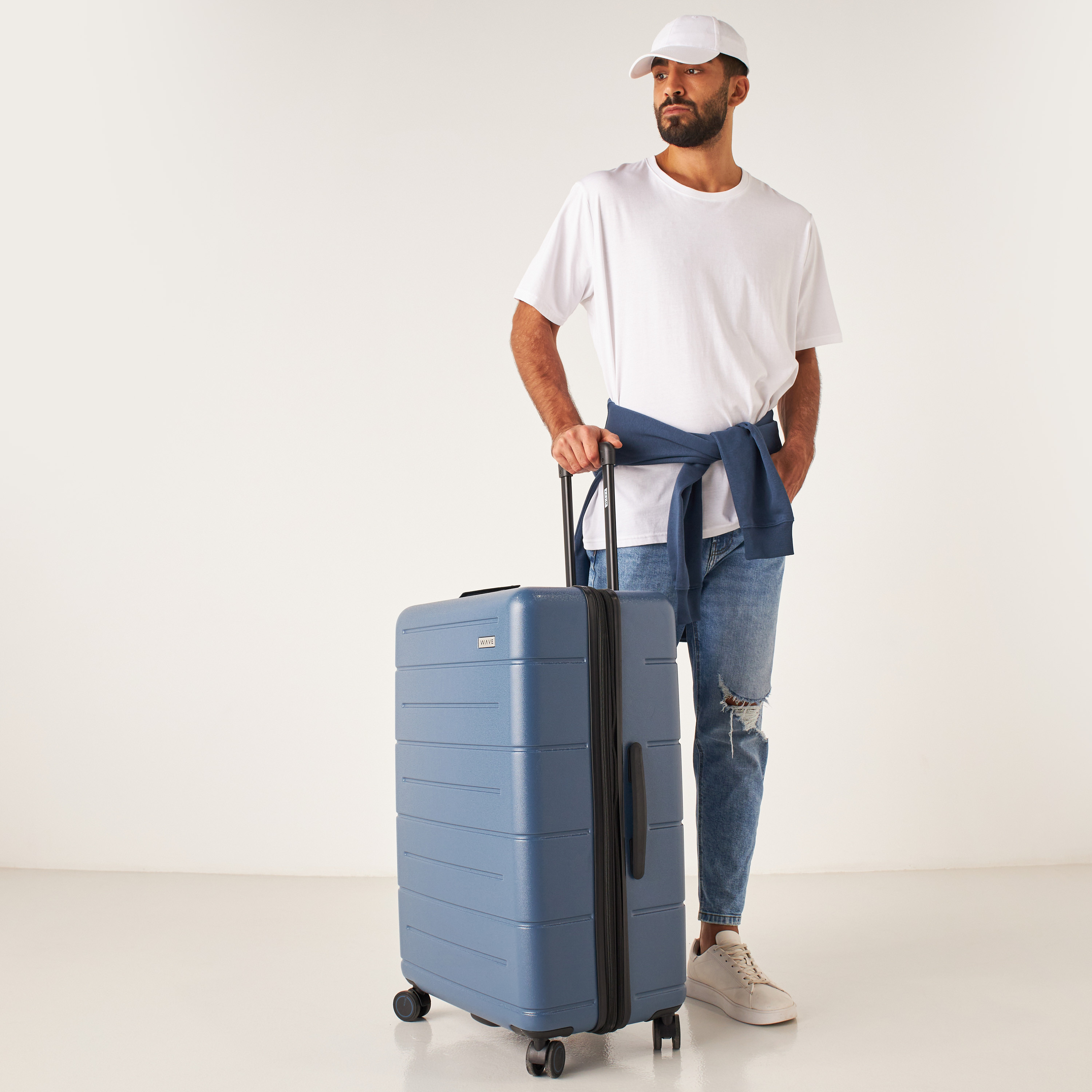 WAVE Textured Hardcase Luggage Trolley with Retractable Handle - 28 inches Check-In Bag-travel-luggagesandbags-luggage-image-1