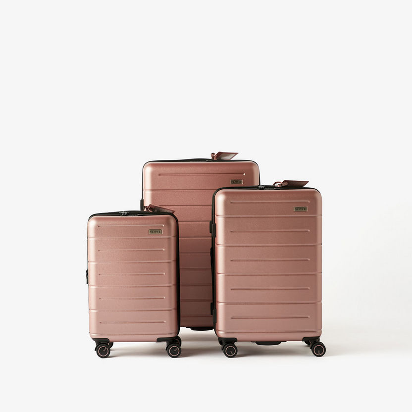 WAVE Textured Hardcase Luggage Trolley Bag with Retractable Handle-Luggage-image-1